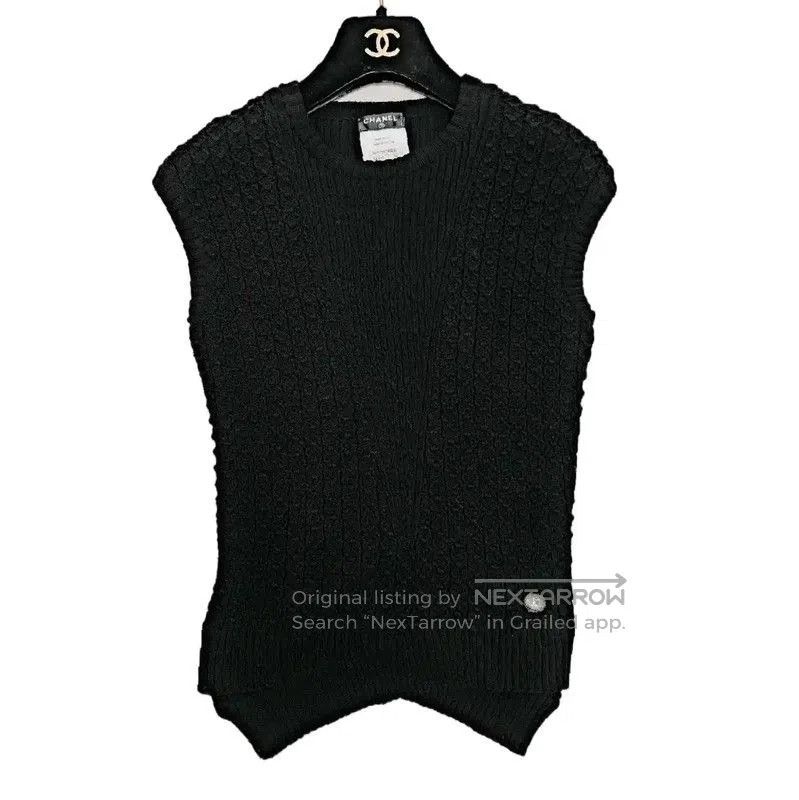 Chanel Chanel Black Ribbed Short Sleeve Sweater . Size XS / US 0-2 / IT 36-38 - 1 Thumbnail