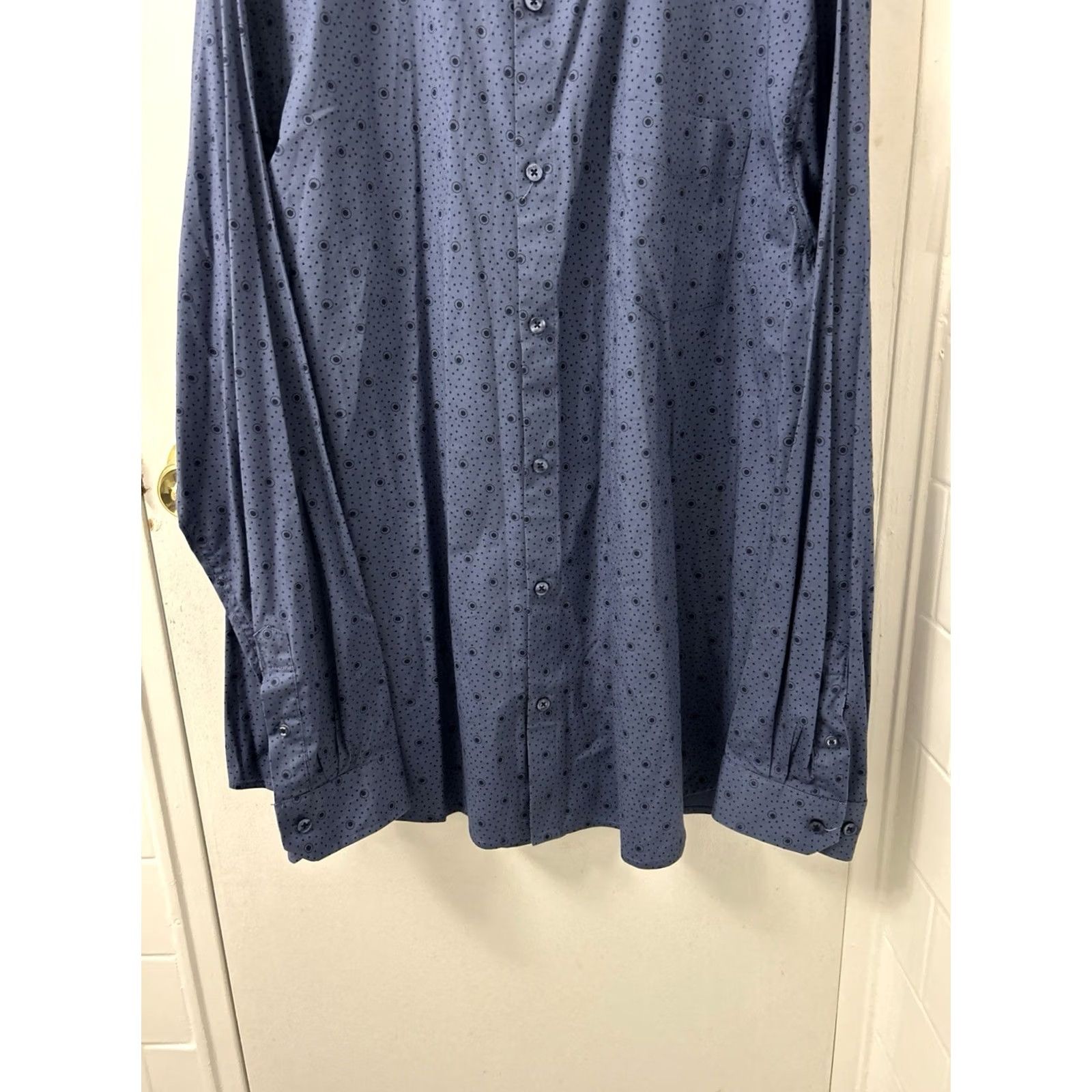 Ben Sherman Ben Sherman Shirt Mens XL Blue Polka Dot Button-Down Pocket Logo Long Sleeve Size US XL / EU 56 / 4 - 3 Thumbnail