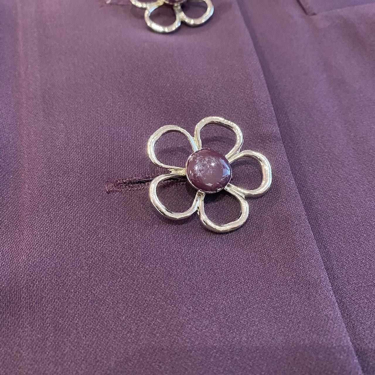 Designer Purple Plum Flower Button Blazer Size M / US 6-8 / IT 42-44 - 3 Thumbnail