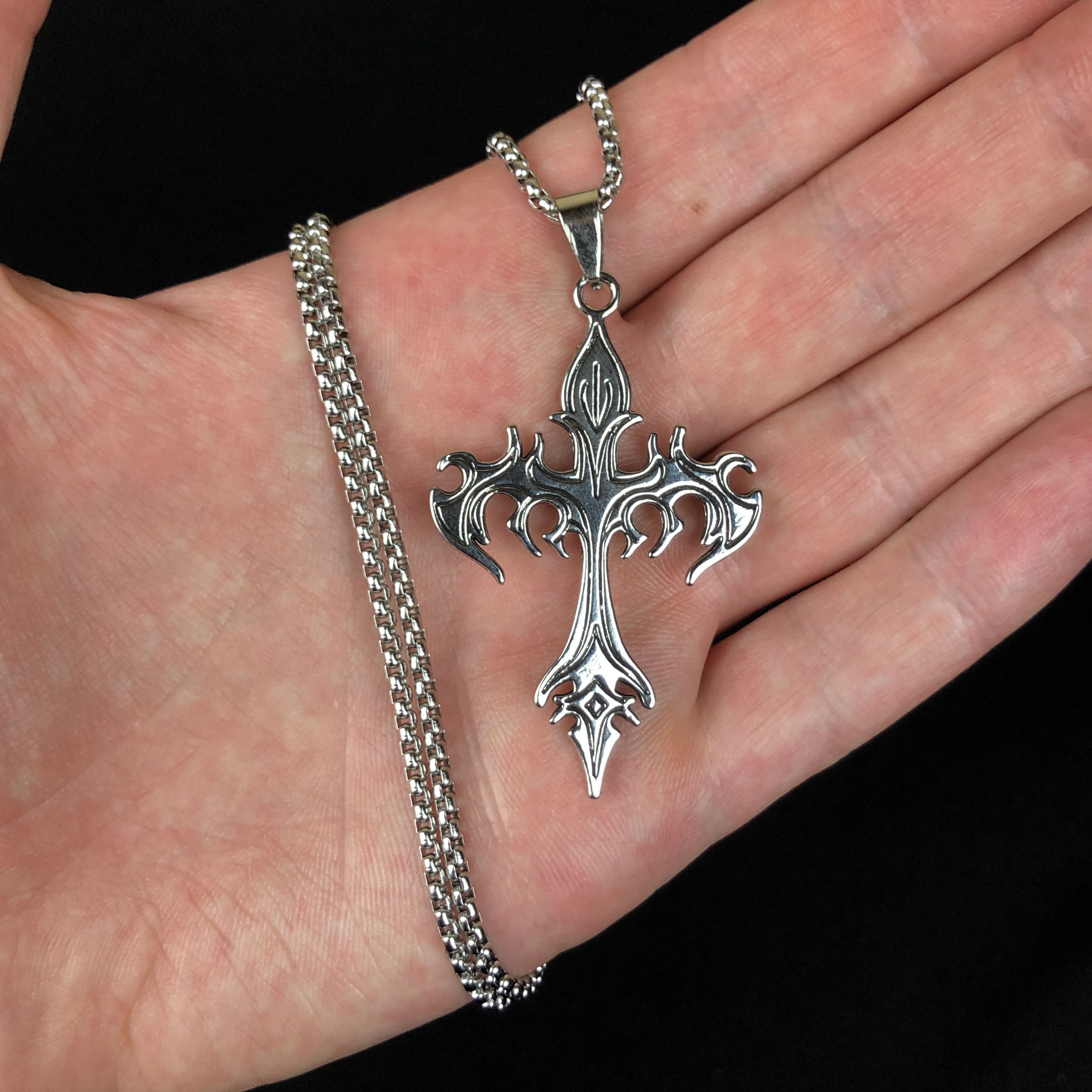 Jewelry Gothic Cross Necklace Punk chain Size ONE SIZE - 7 Thumbnail