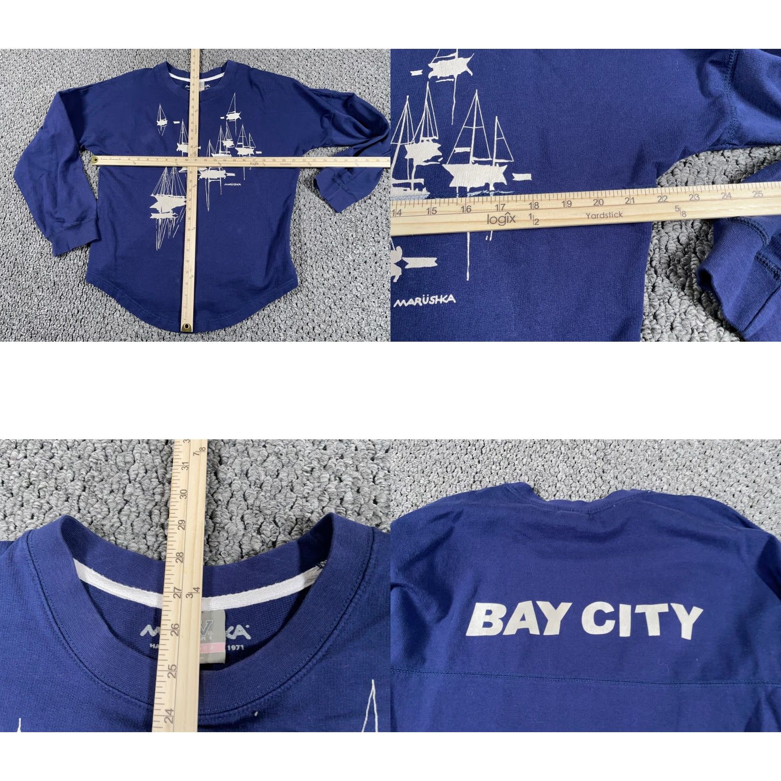 Vintage VINTAGE MV Sport Nautical Sailboat Print Sweatshirt Women’s Large Blue Casual City Retro Size L / US 10 / IT 46 - 8 Thumbnail