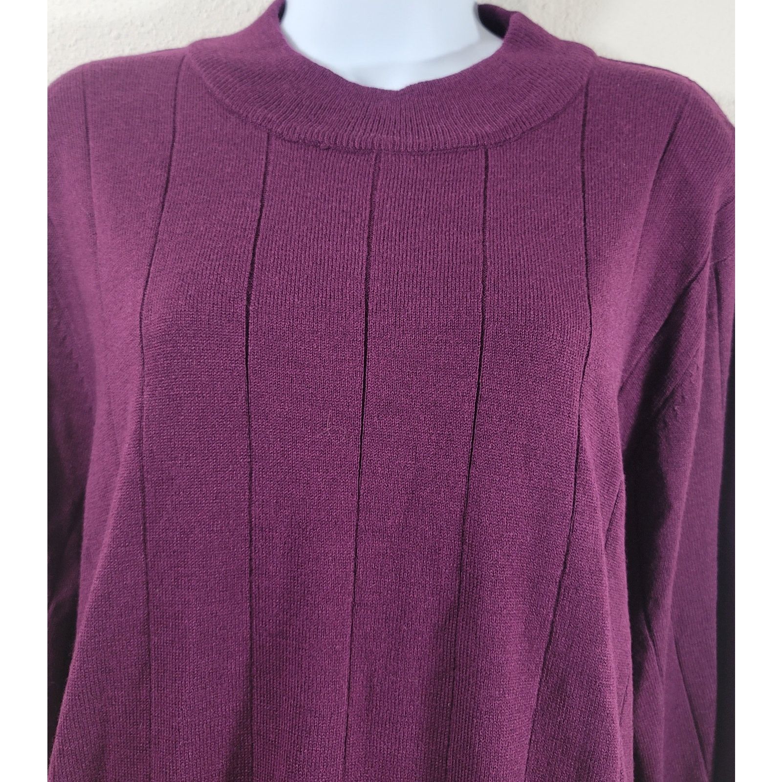 Other Roaman's Purple High Crew Neck Long Sleeve Top 2X 26W 28W Size XXL / US 16-18 / IT 52-54 - 5 Thumbnail