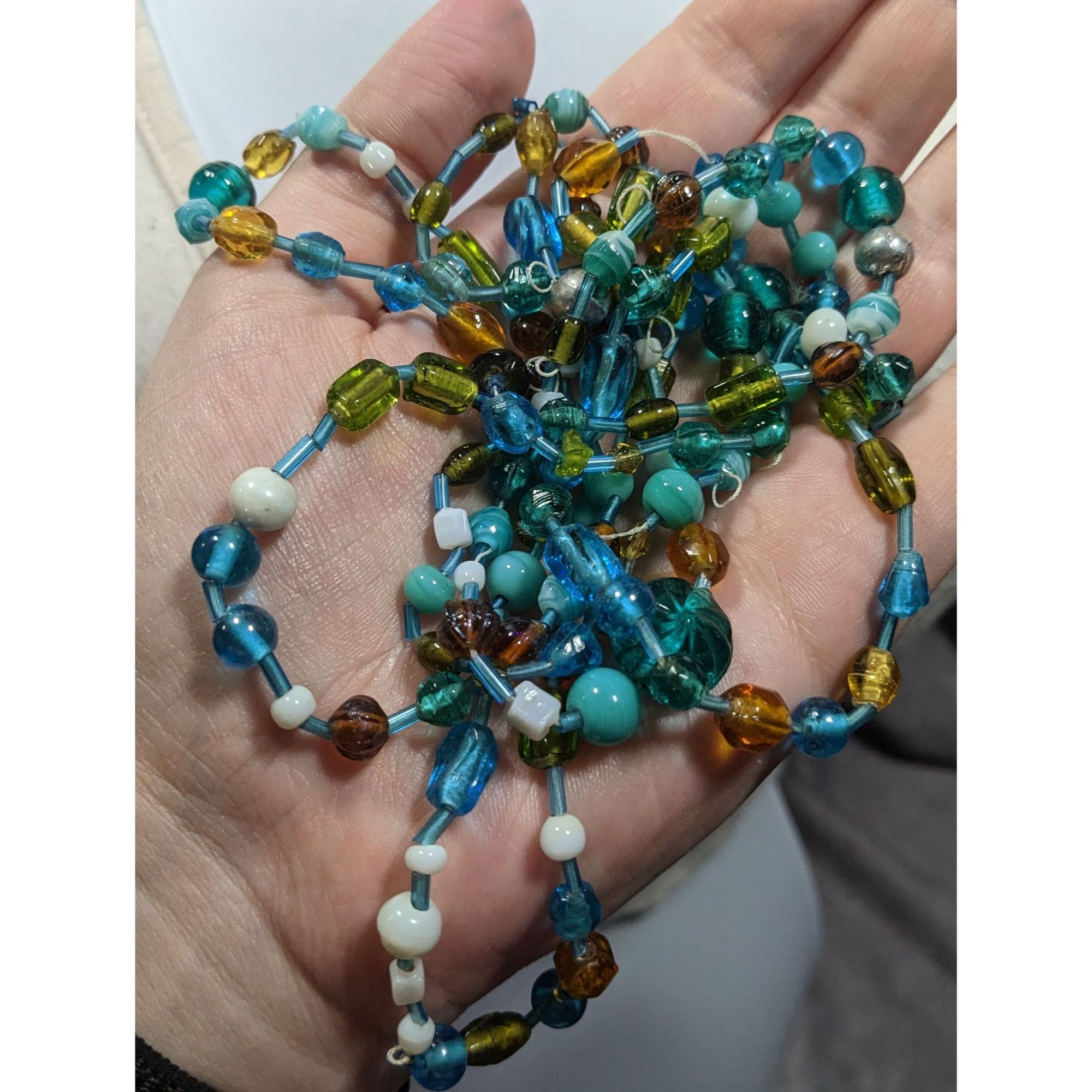 Other Handmade Cool Tone Glass Beaded Extra Long Necklace Size ONE SIZE - 9 Thumbnail