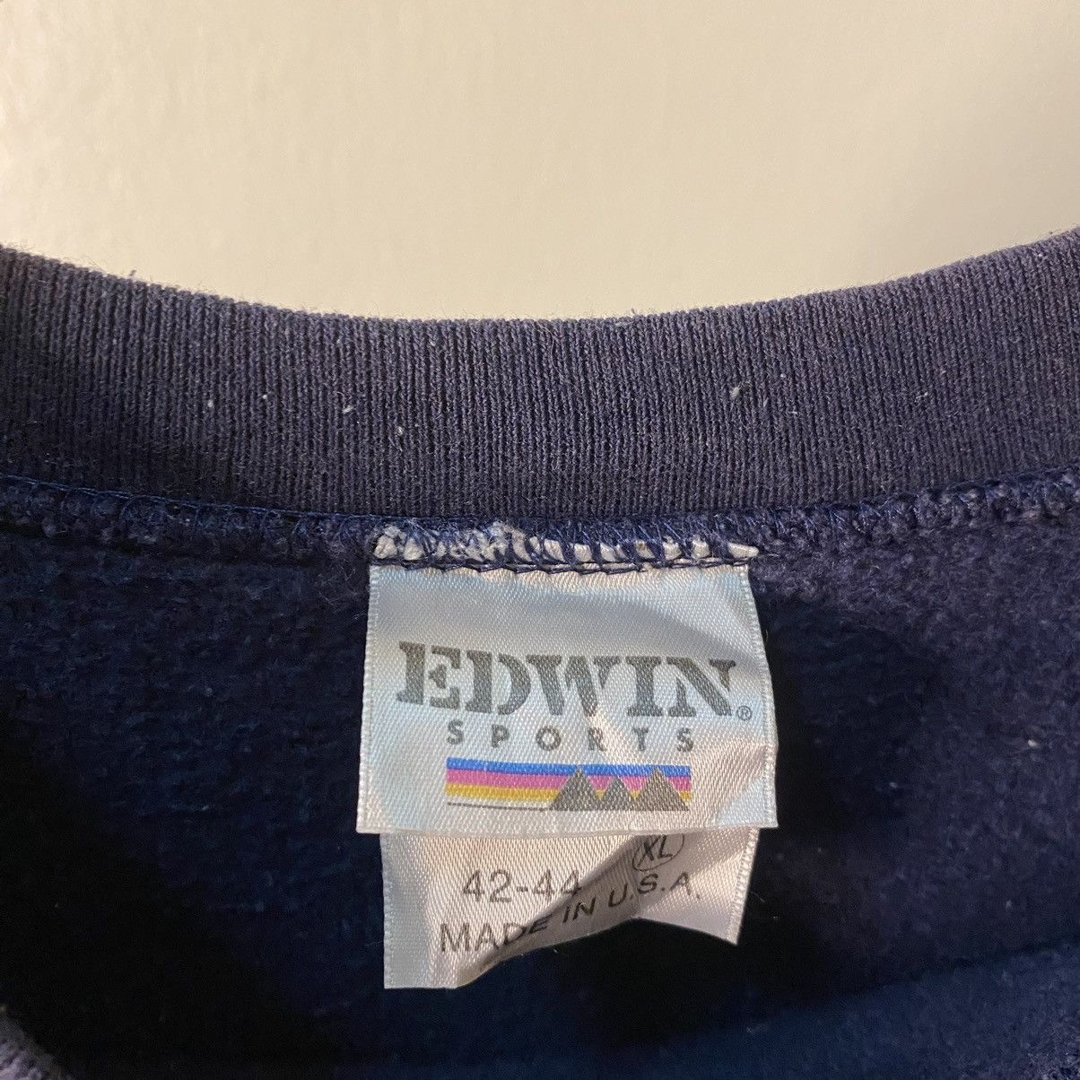 Edwin × Vintage 1990s Edwin Navy Blank Sweatshirt Made in USA Size US L / EU 52-54 / 3 - 3 Thumbnail