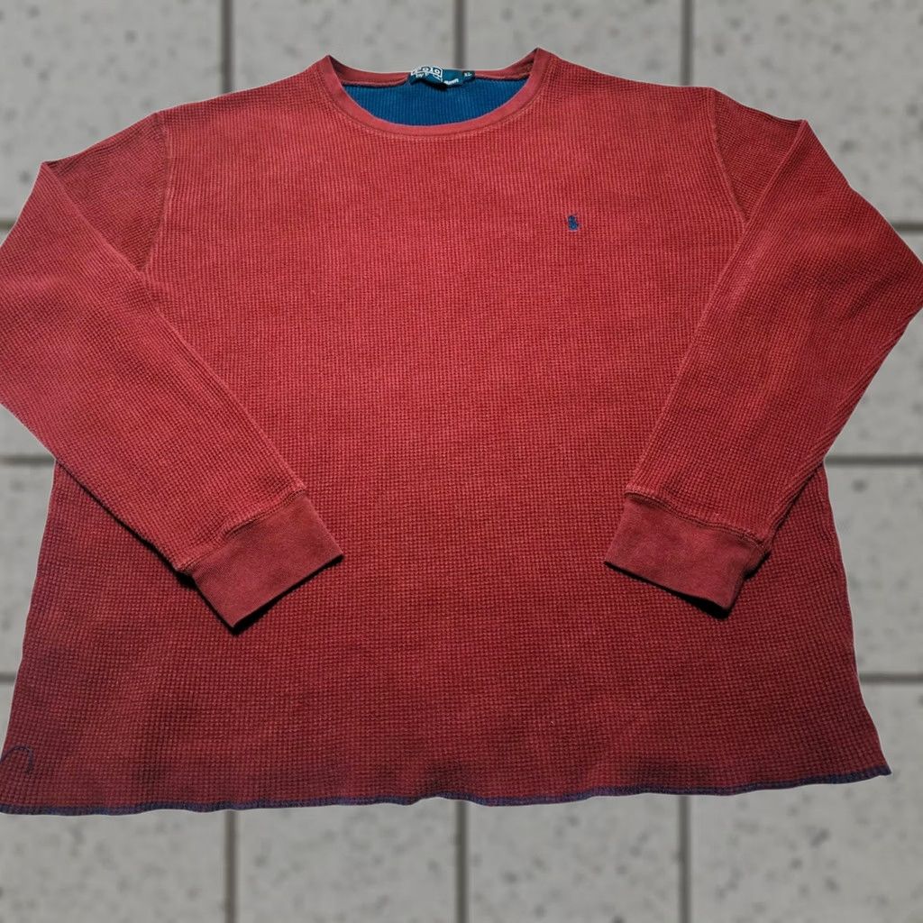 Polo Ralph Lauren VINTAGE Polo Ralph Lauren Sleepwear Mens Long Sleeve Waffle Knit Shirt Red Maroon XL Size US XL / EU 56 / 4 - 1 Thumbnail
