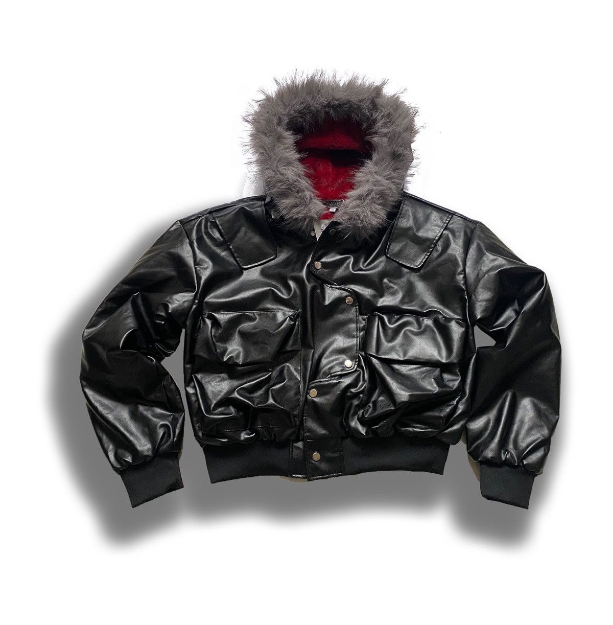 Japanese Brand Leather Faux Fur Bomber Jacket Size US M / EU 48-50 / 2 - 1 Thumbnail