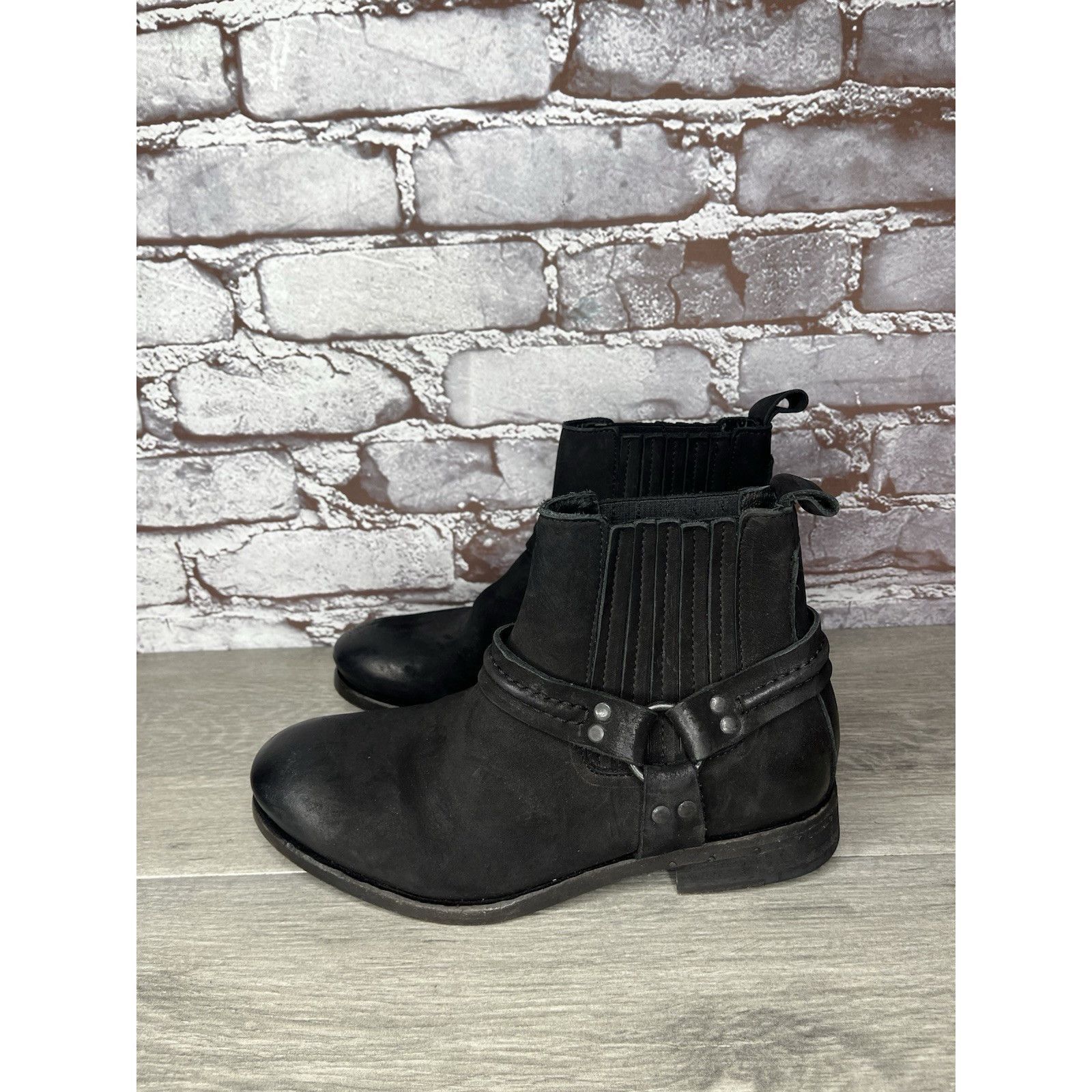 Allsaints AllSaints Italy Black Leather Harness Ankle Chelsea Boots Wo Size US 6.5 / IT 36.5 - 17 Thumbnail