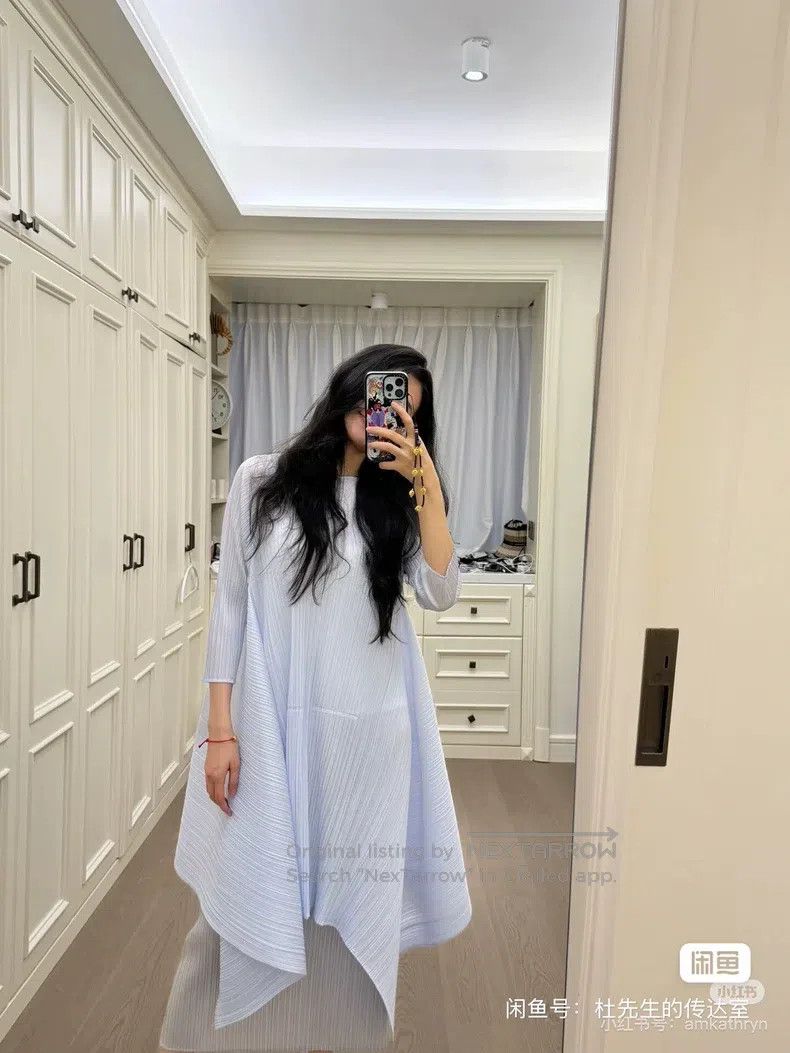 Issey Miyake Issey Miyake Ice Blue Dress Size L / US 10 / IT 46 - 8 Thumbnail
