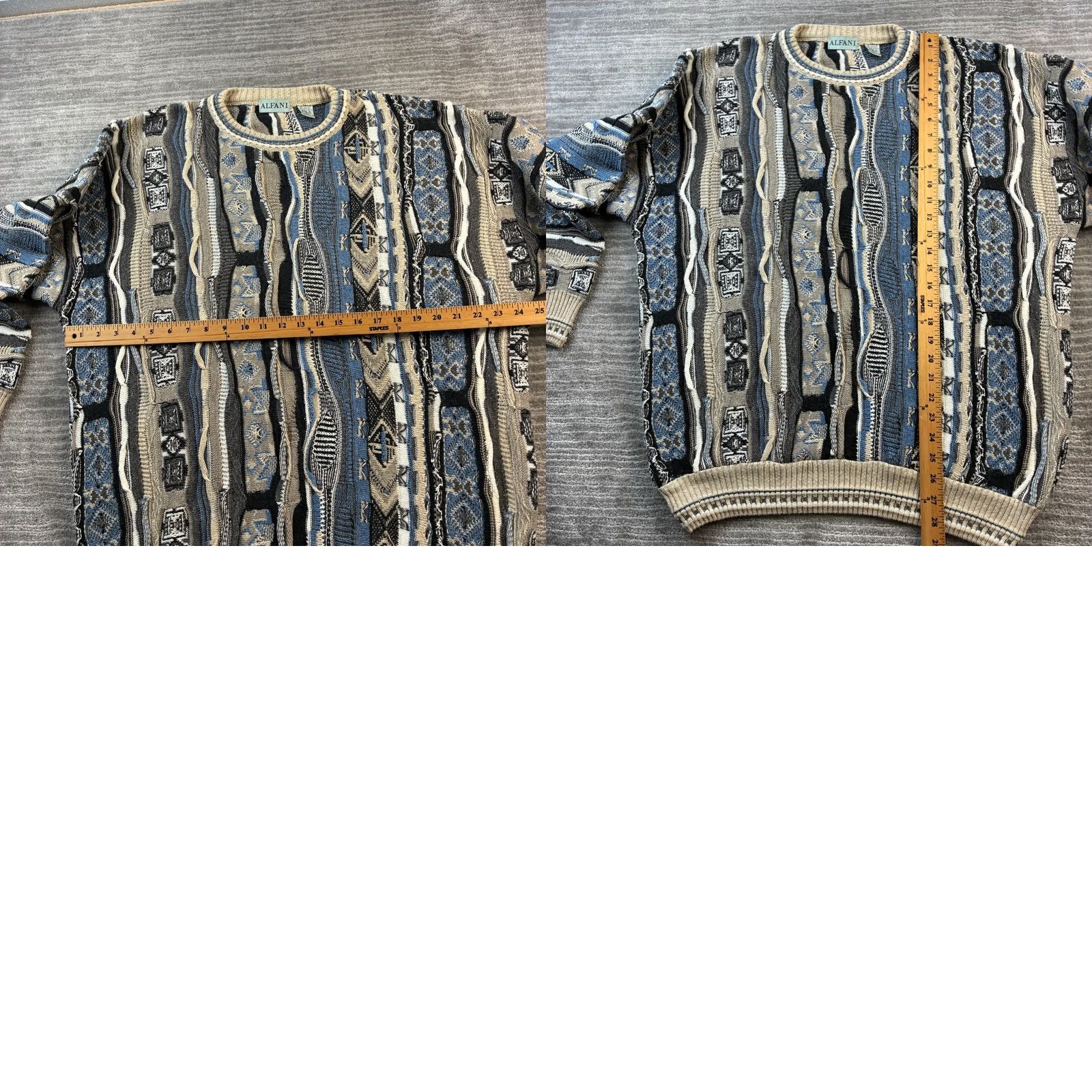Alfani VINTAGE Alfani Sweater Mens XL Blue Pullover Crewneck Knit 3D Embroidered Logo All Seasons Casual Size US XL / EU 56 / 4 - 8 Thumbnail