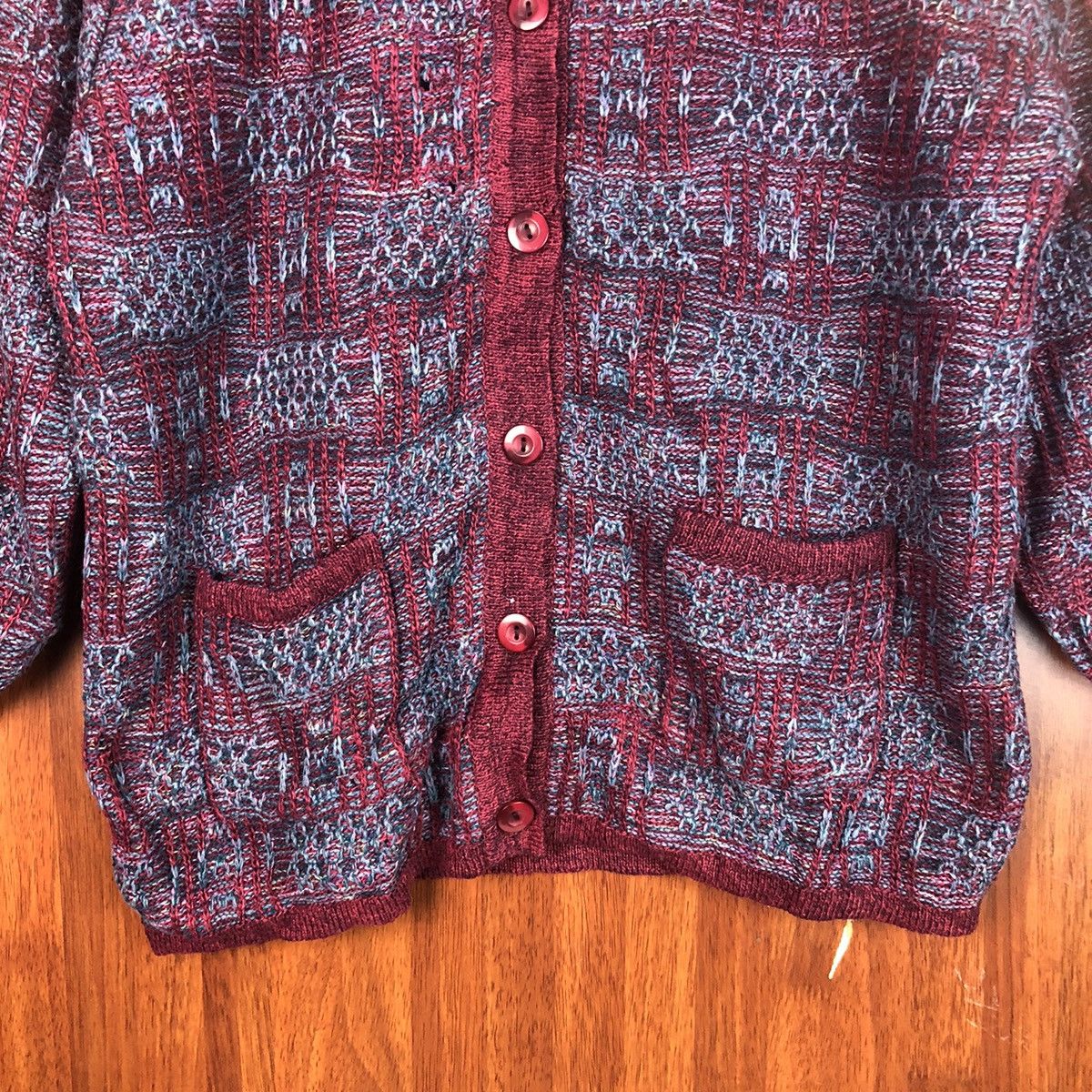 Japanese Brand Mocha Ginene Maroon Patterned Cardigans #7493 Size M / US 6-8 / IT 42-44 - 6 Thumbnail
