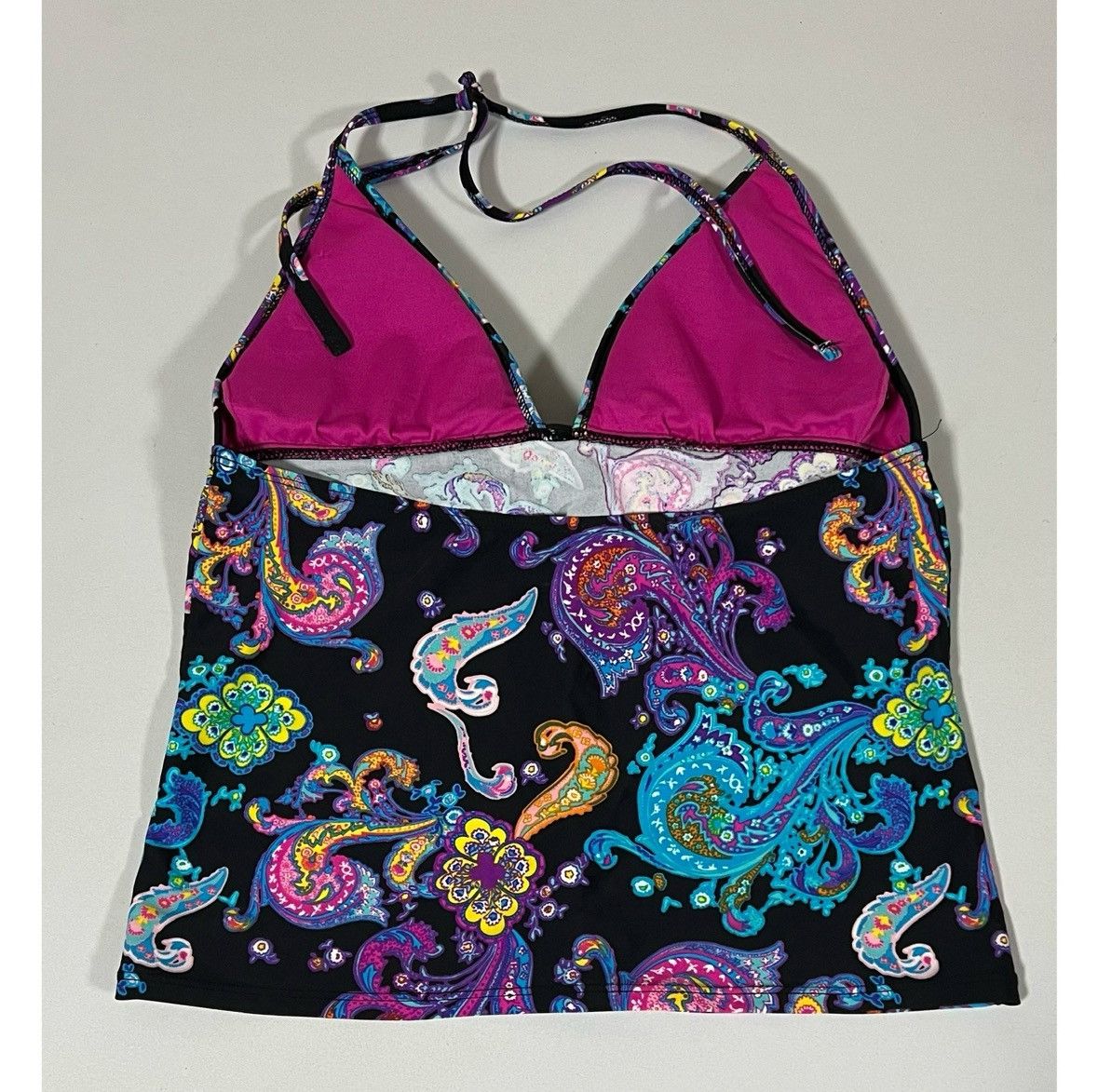 Bonobos × Japanese Brand × Vintage Bongo Paisley Boho Bohemian Tankini Top Swimwear Size M 🖤💜✨ Size M / US 6-8 / IT 42-44 - 3 Thumbnail