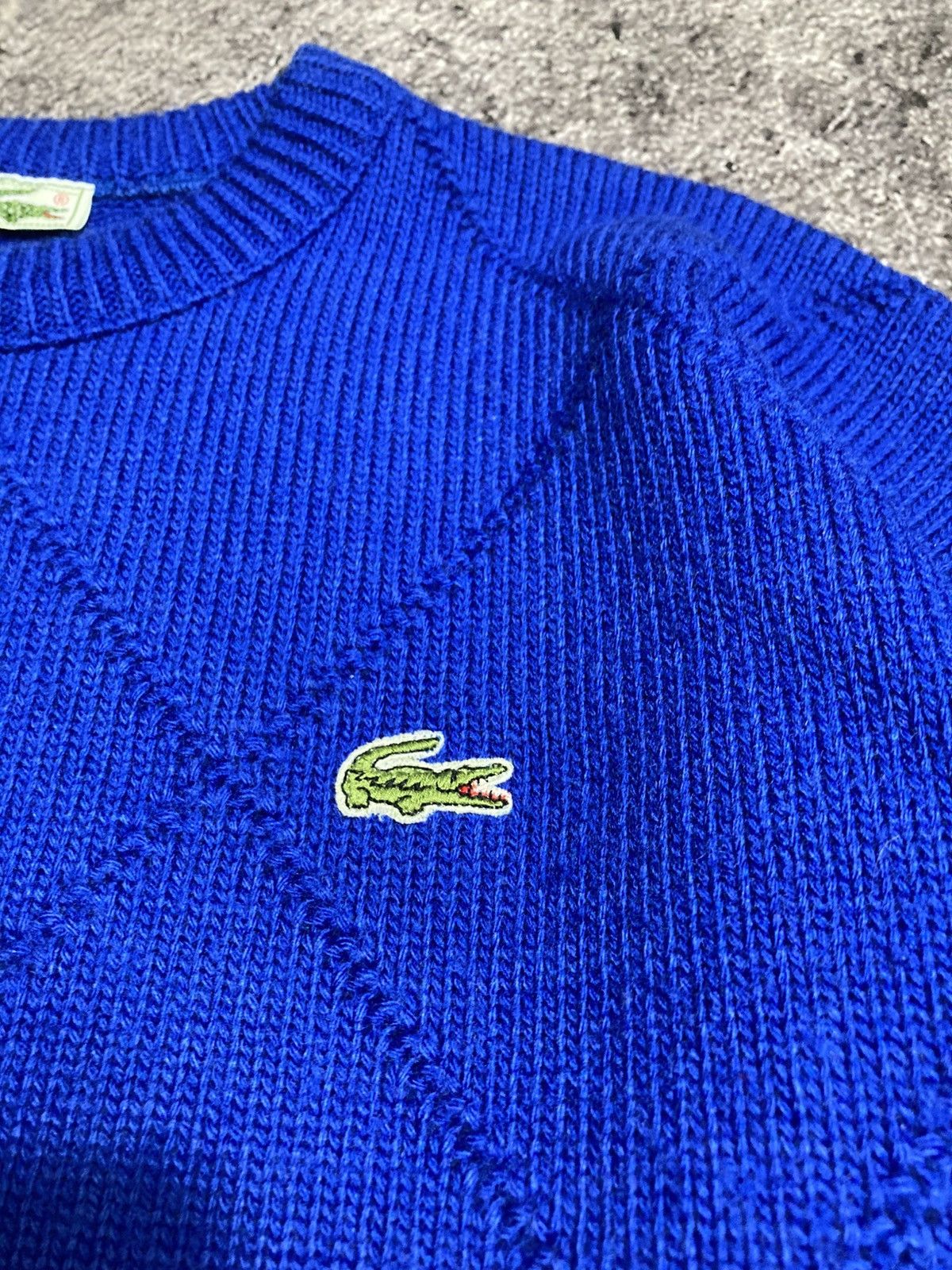 Lacoste Vintage 80s Chemise Lacoste Diamond Blue Knit Wool Sweater Size US L / EU 52-54 / 3 - 5 Thumbnail