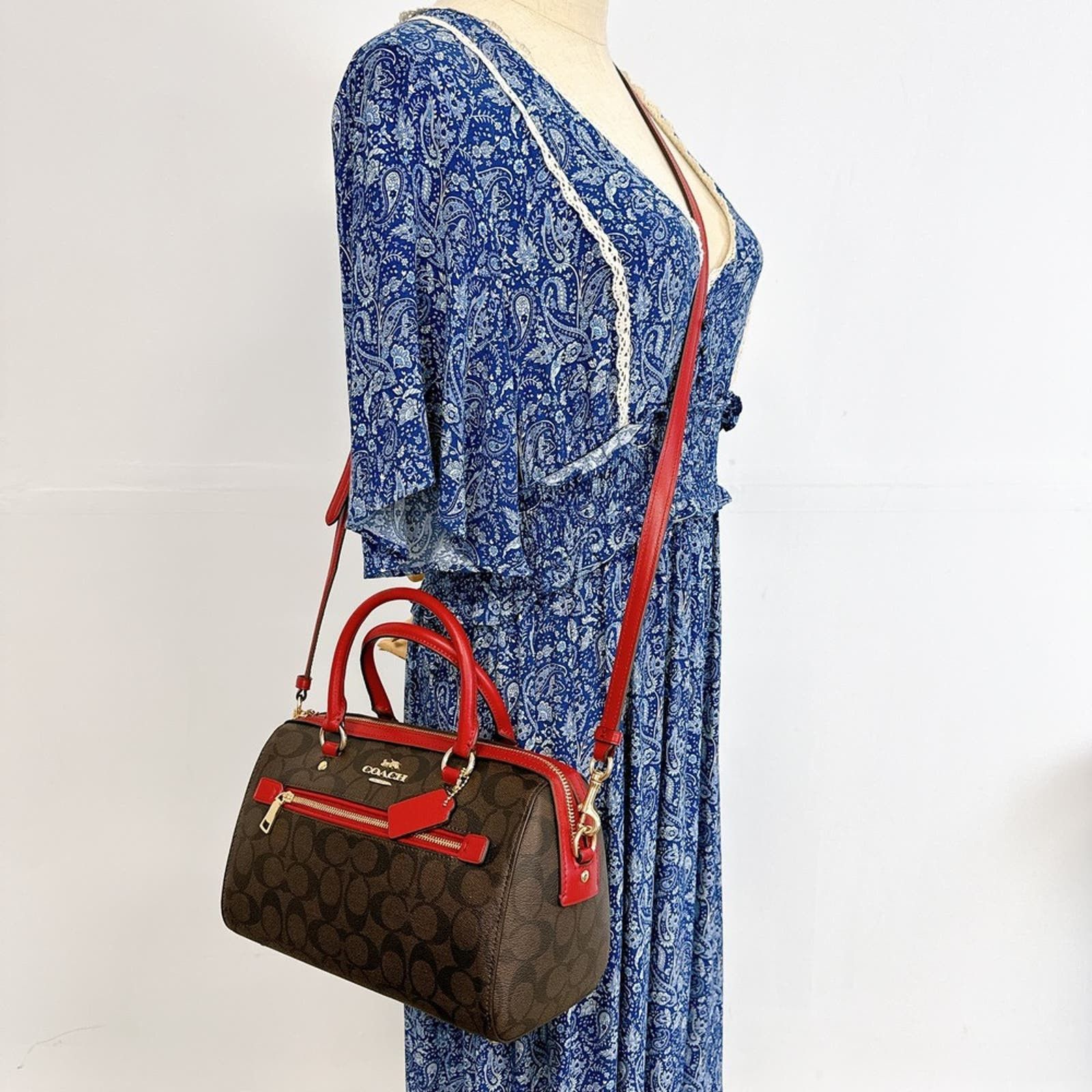 image of Coach 83607 Rowan Satchel In Signature in Red, Women's