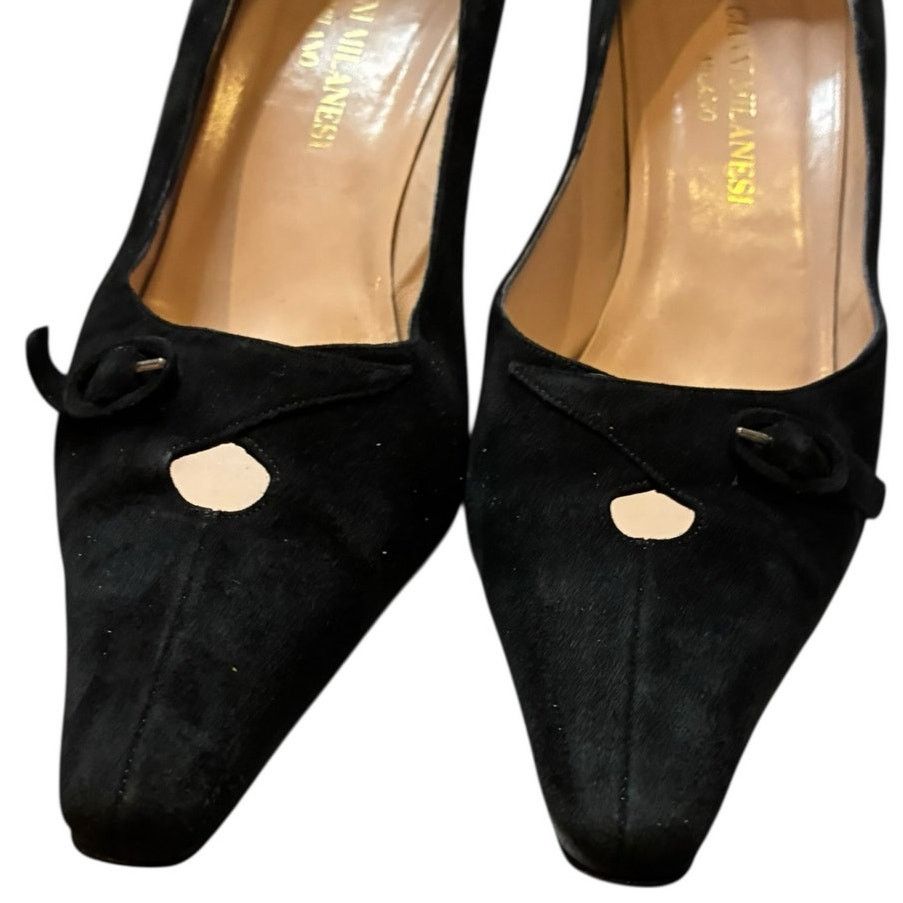 Gianni Valentino Gianni Milanesi Black Suede Pointed Pumps EU 39.5 Italy Size US 9 / IT 39 - 10 Thumbnail