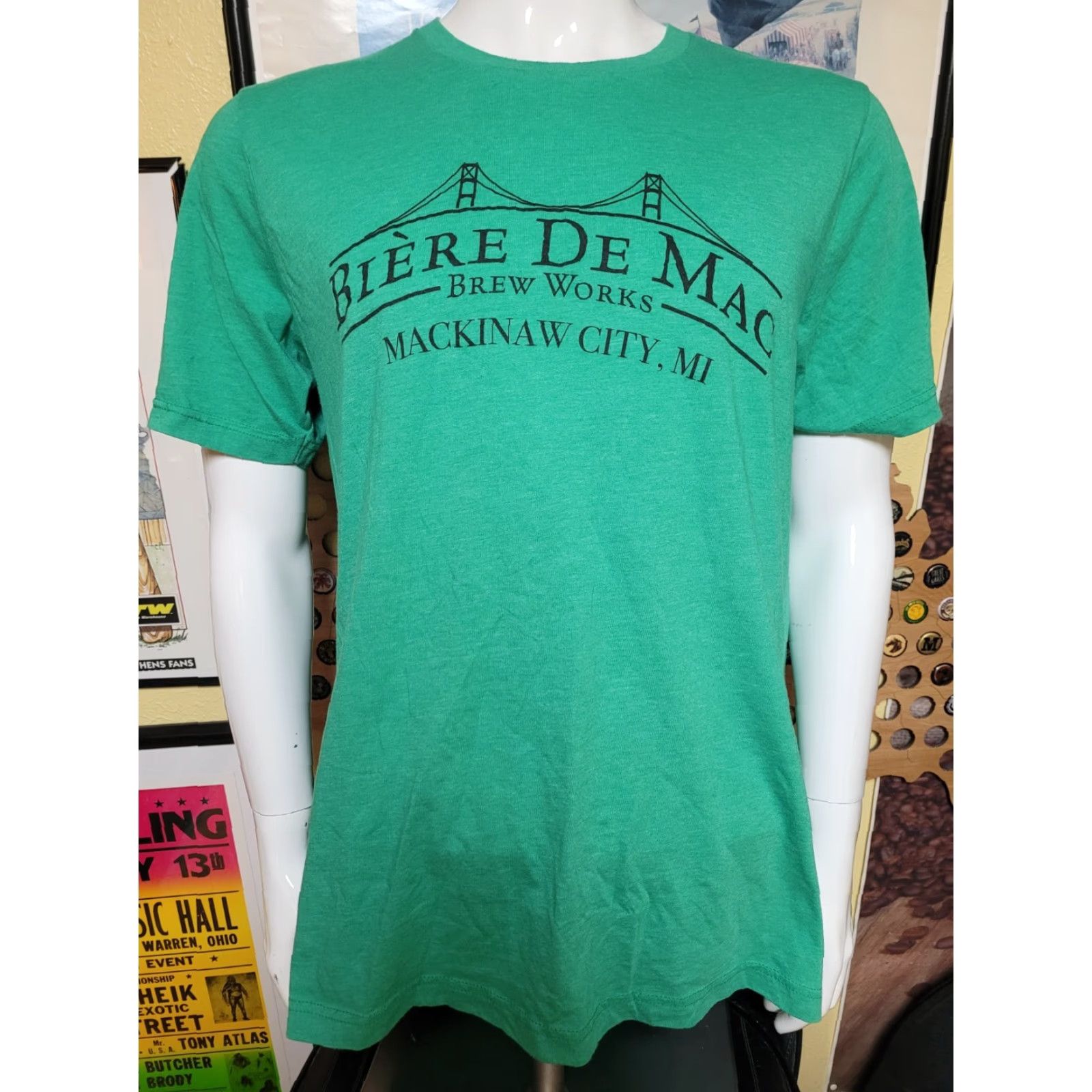 Vintage VINTAGE Biere De Mac Brew Works Mackinaw City MI T Shirt Large Green Crew Neck Short Sleeve Graphic Tee Beer Mens Size US L / EU 52-54 / 3 - 2 Thumbnail