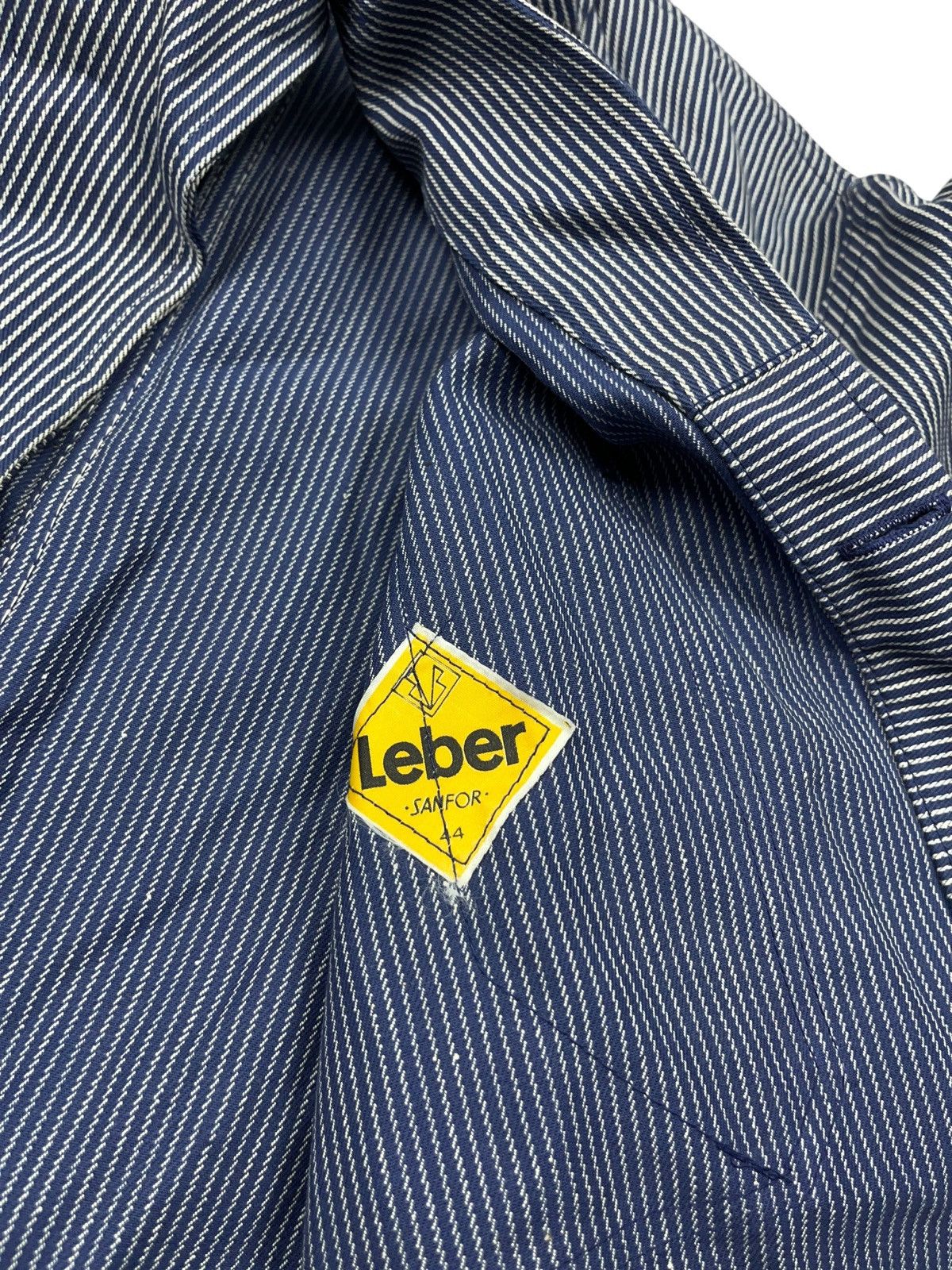 Le Laboureur Vintage 60s Sanfor Striped Leber Jacket German Utility Size US S / EU 44-46 / 1 - 9 Thumbnail