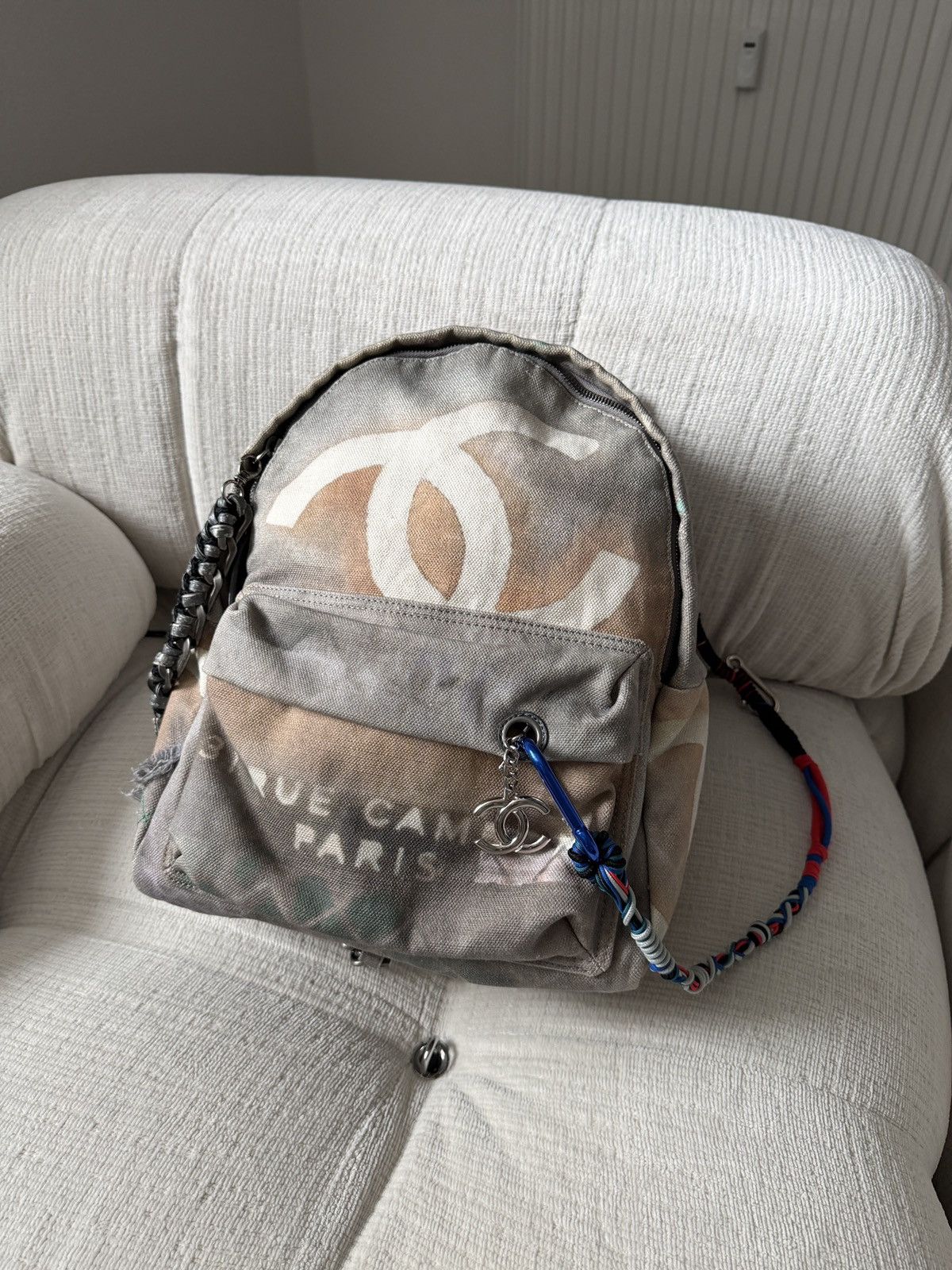 Chanel SS14 Artclass Light Grey Canvas Graffiti Backpack FULL SET Size ONE SIZE - 10 Thumbnail