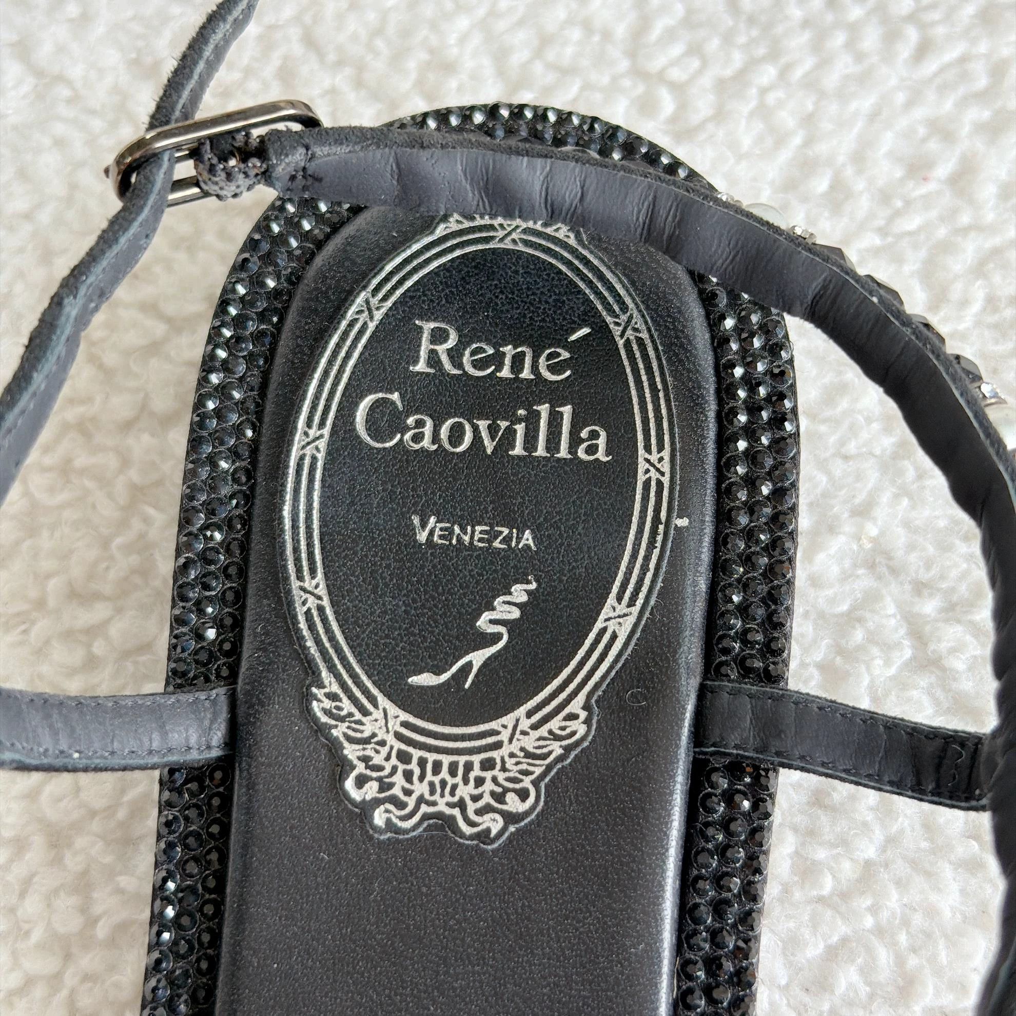 Rene Caovilla RENE CAOVILLA Black Pearl Embellished Strappy Sandals 37 Size US 6.5 / IT 36.5 - 3 Thumbnail