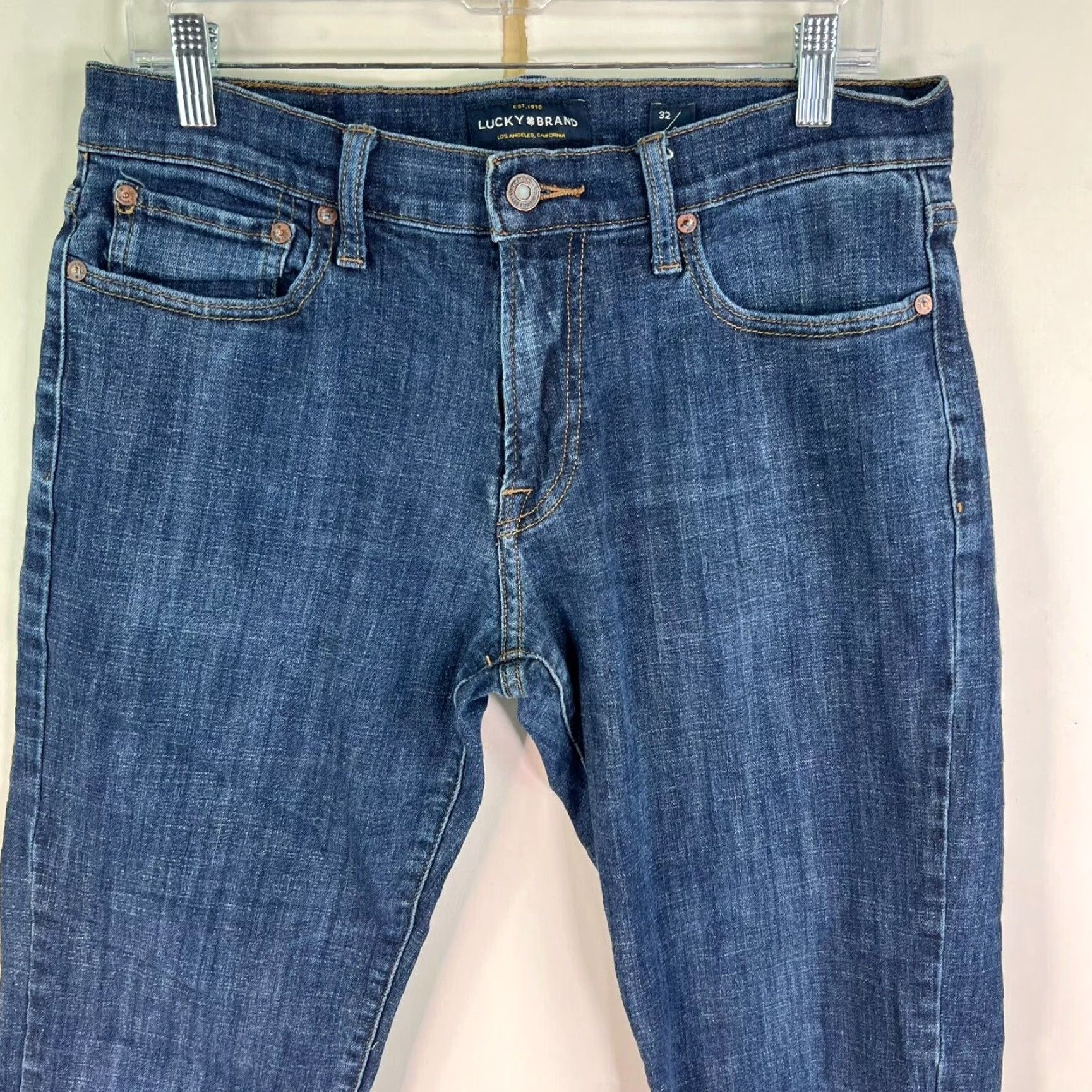Lucky Brand Lucky Brand Denim Blue Jeans Mens Size 32 Regular 32x32 Straight 5-Pocket Zipper Logo USA Comfort Stretch Size US 32 / EU 48 - 2 Thumbnail