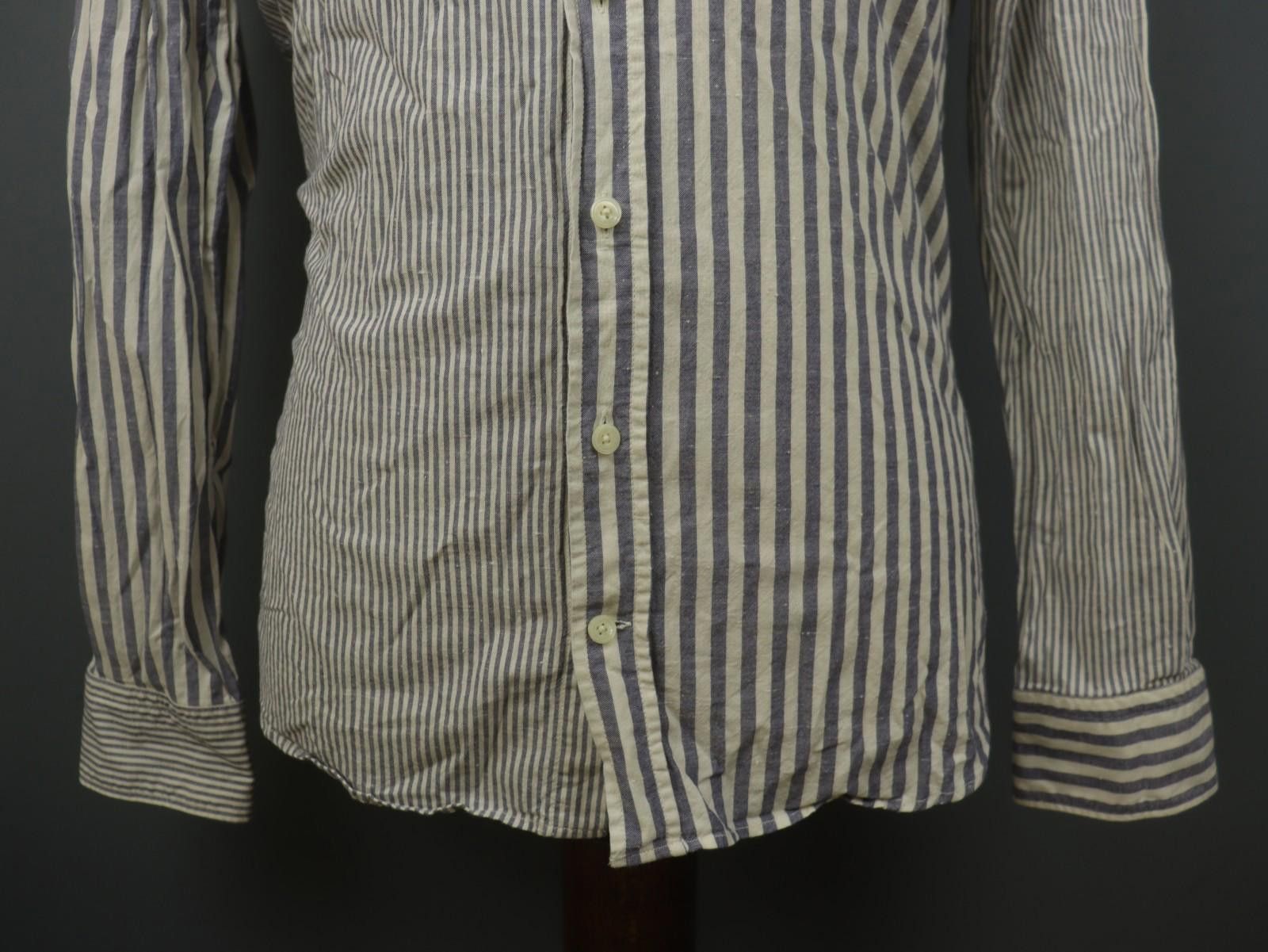 Designer Hackett London White Blue Collared Button-Up Shirt Size M Size US M / EU 48-50 / 2 - 3 Thumbnail