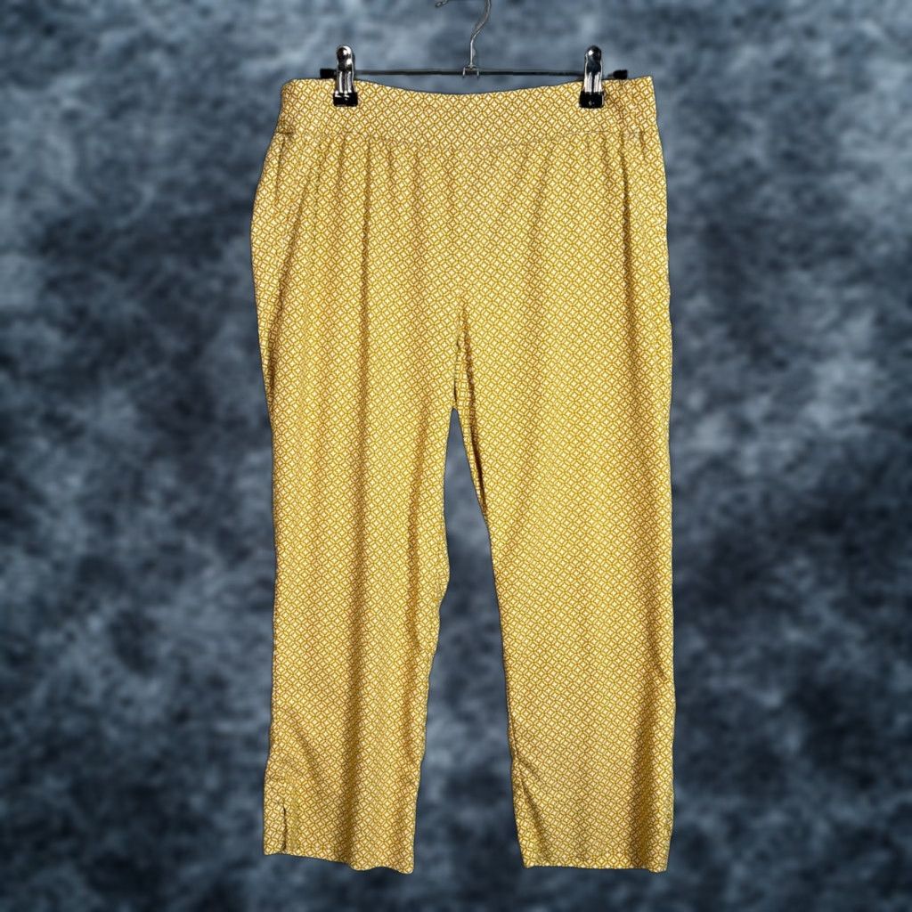 Cynthia Rowley VINTAGE Cynthia Rowley Womens Ankle Pants Size 6 Straight Leg Yellow Geometric Pattern Summer Season Size 28" / US 6 / IT 42 - 1 Thumbnail