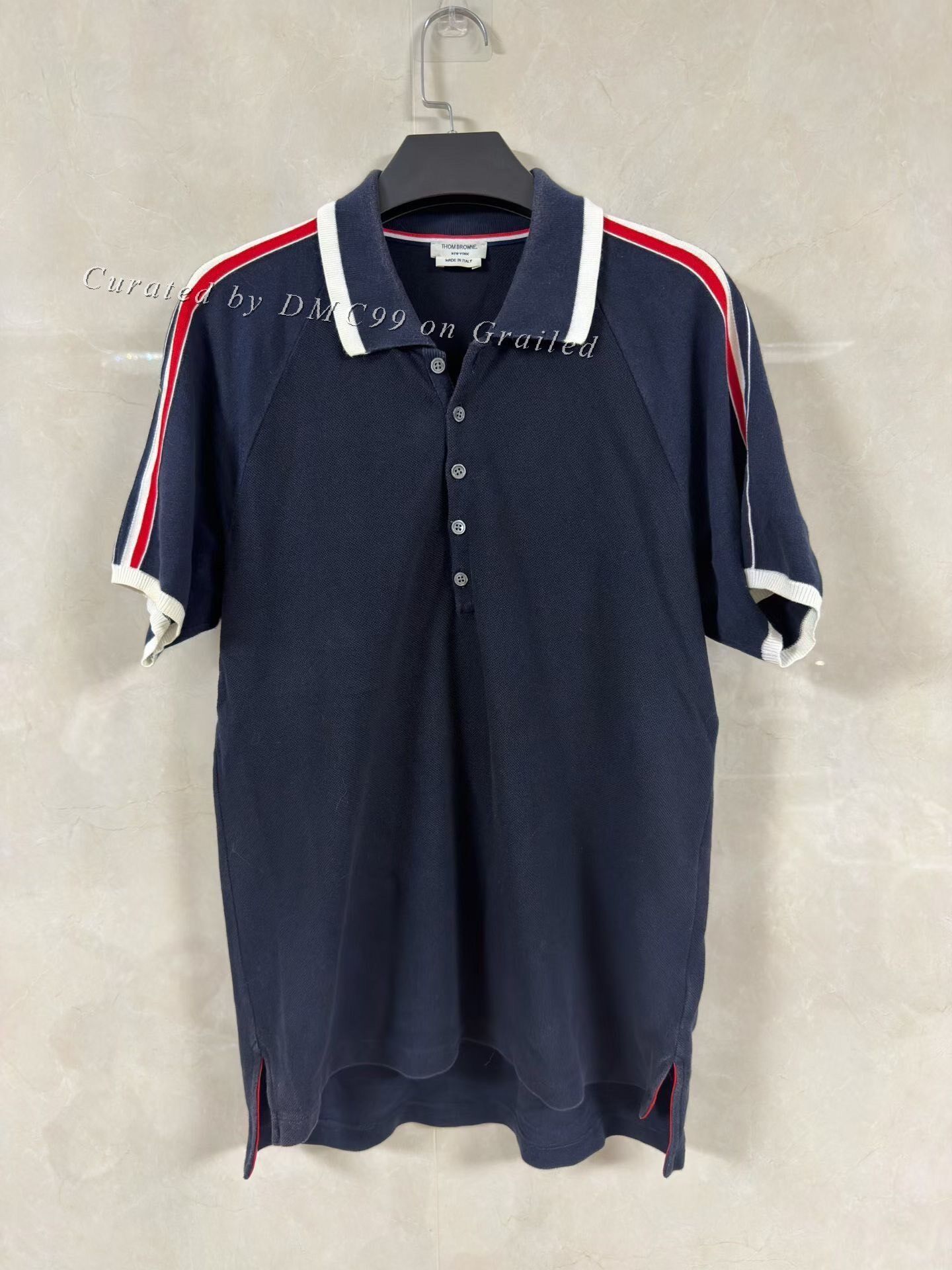 Thom Browne Thom Browne Blue-Black Striped Cotton Polo Size US M / EU 48-50 / 2 - 1 Thumbnail