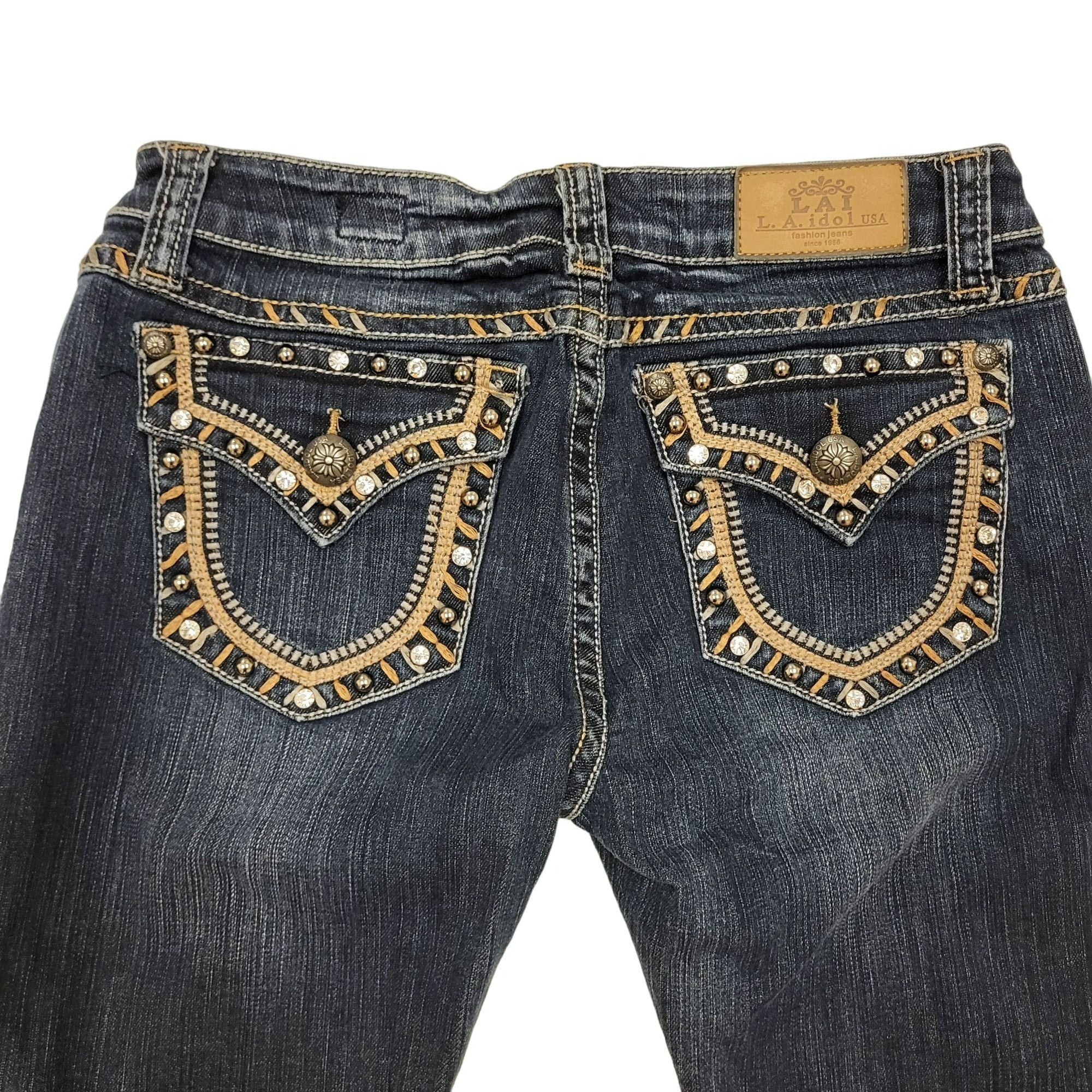 Other L.A. Idol USA Fashion Jeans Bootcut Blue Jeans Bling Embroid Size 32" / US 10 / IT 46 - 10 Thumbnail