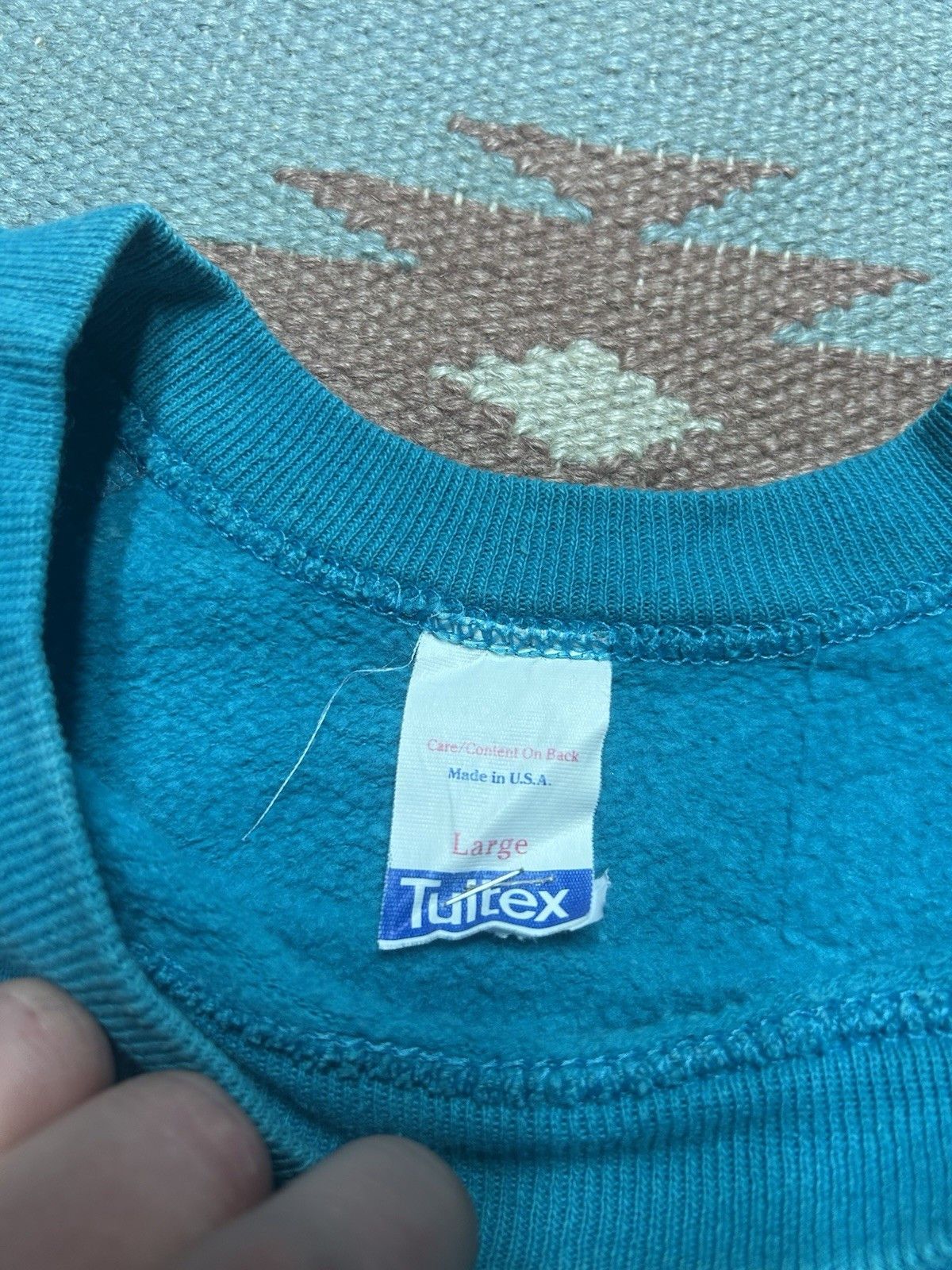 Vintage Vtg 80 crewneck sweatshirt tultex blank teal turquoise large Size US L / EU 52-54 / 3 - 4 Thumbnail