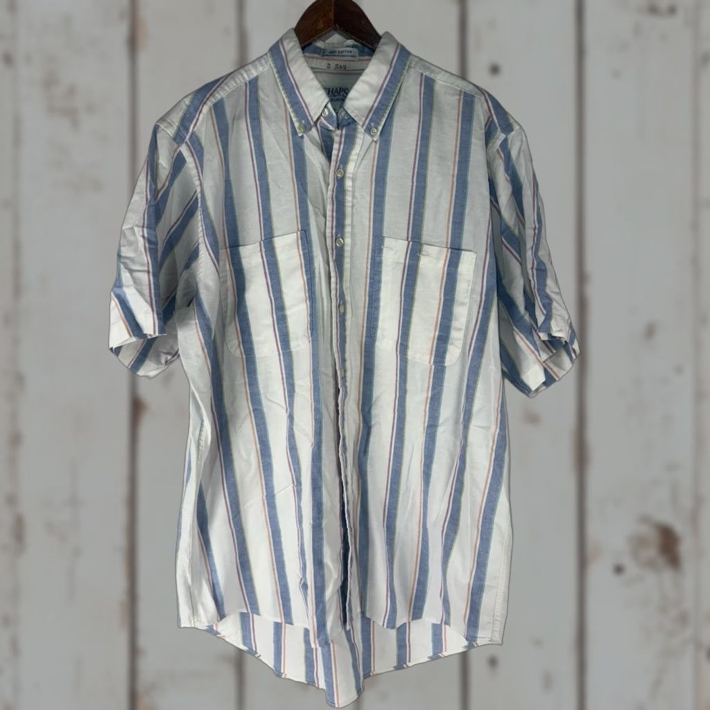 Ralph Lauren VINTAGE Ralph Lauren Chaps Men’s Button-Up Shirt L Cotton Striped 90s USA Retro Short Sleeve Size US L / EU 52-54 / 3 - 1 Thumbnail