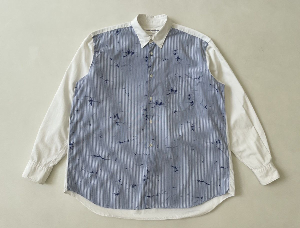 Comme des Garcons Blue/White Stripe Shirt With ‘Splat Print’ Size US M / EU 48-50 / 2 - 17 Thumbnail