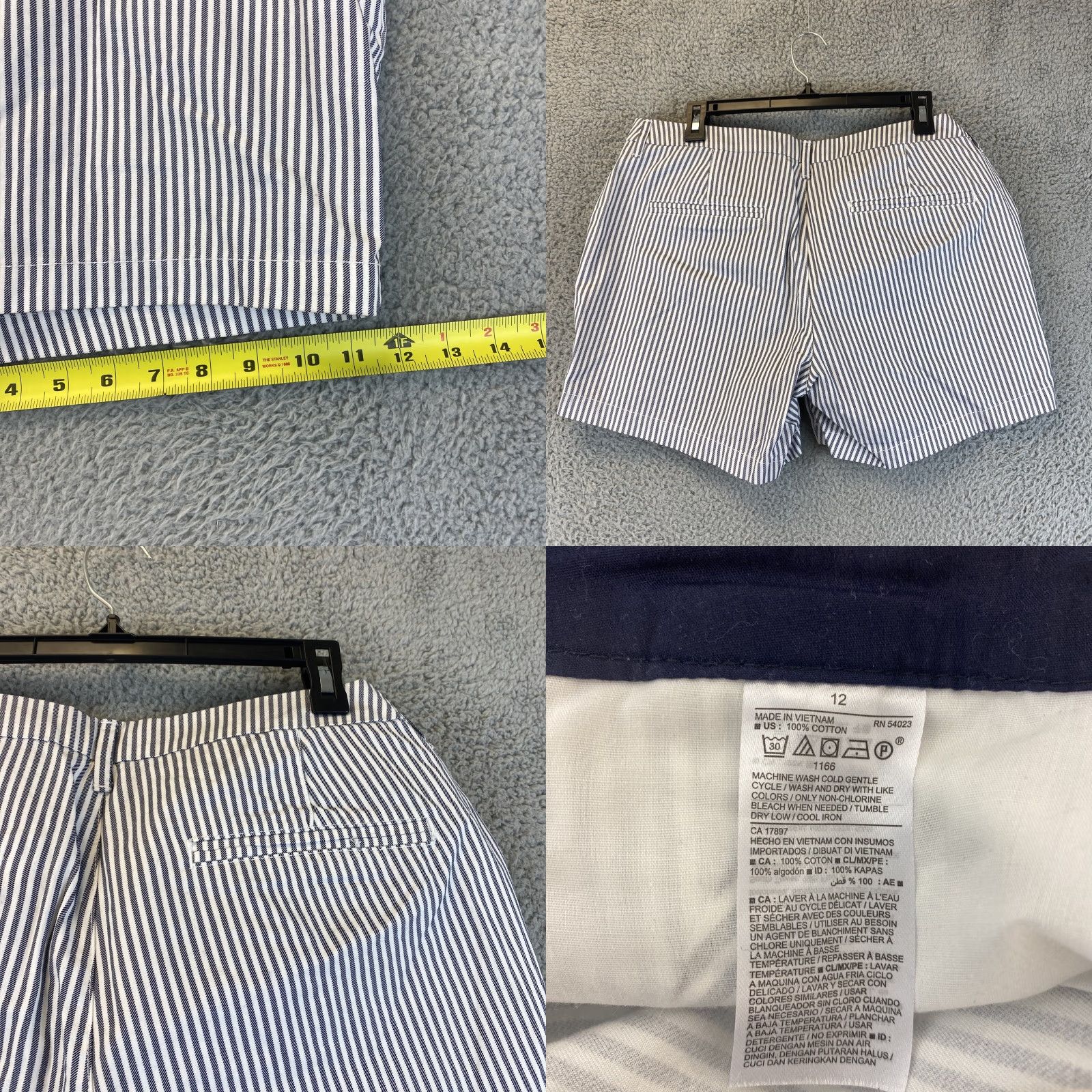 Old Navy VINTAGE Old Navy Womens Shorts Size 12 Chino Blue White Striped 34In Waist Size 34" / US 12 / IT 48 - 8 Thumbnail