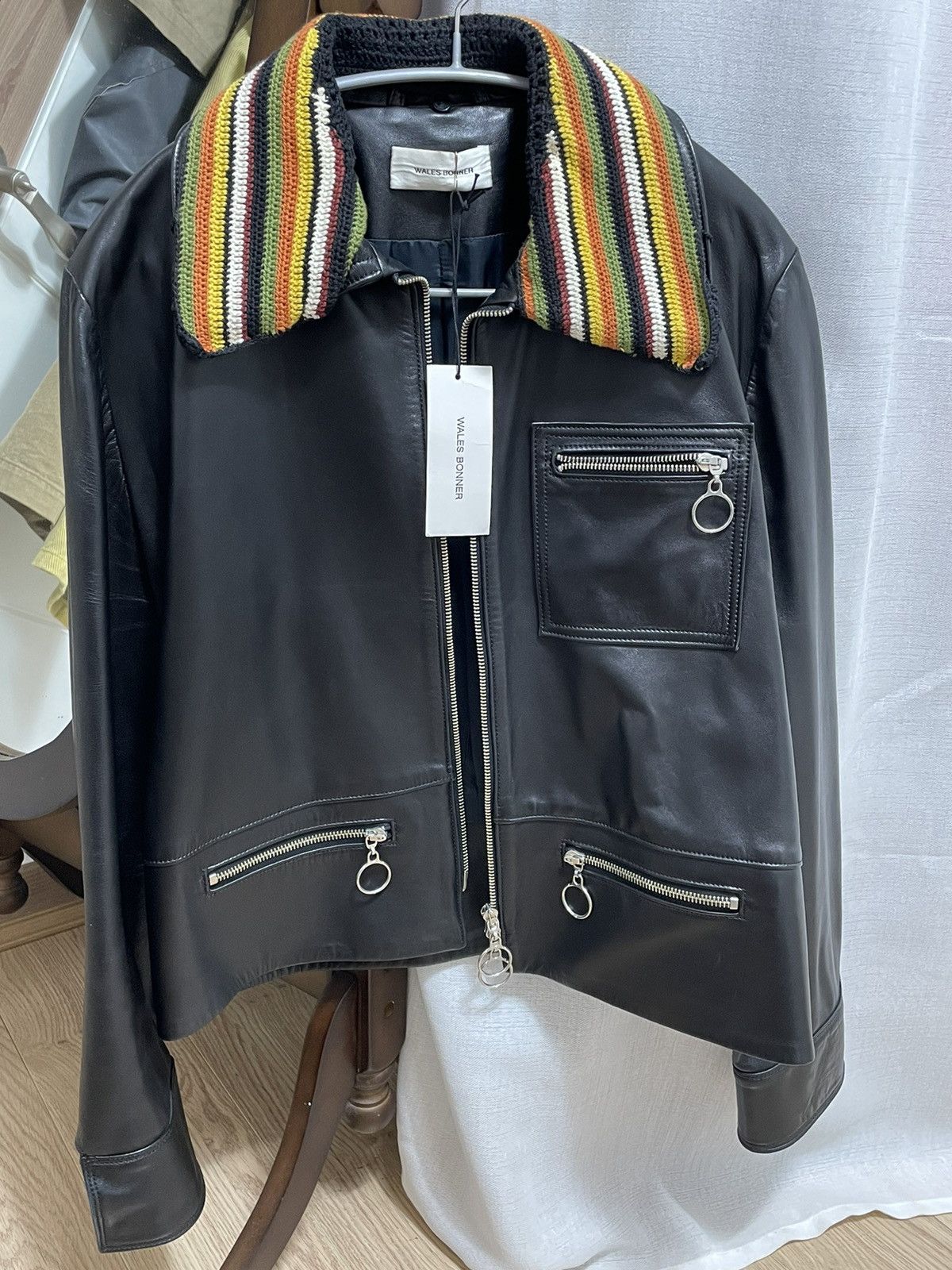 Wales Bonner Ezekiel Star Crochet Collared Biker Leather Jacket Size US M / EU 48-50 / 2 - 1 Thumbnail