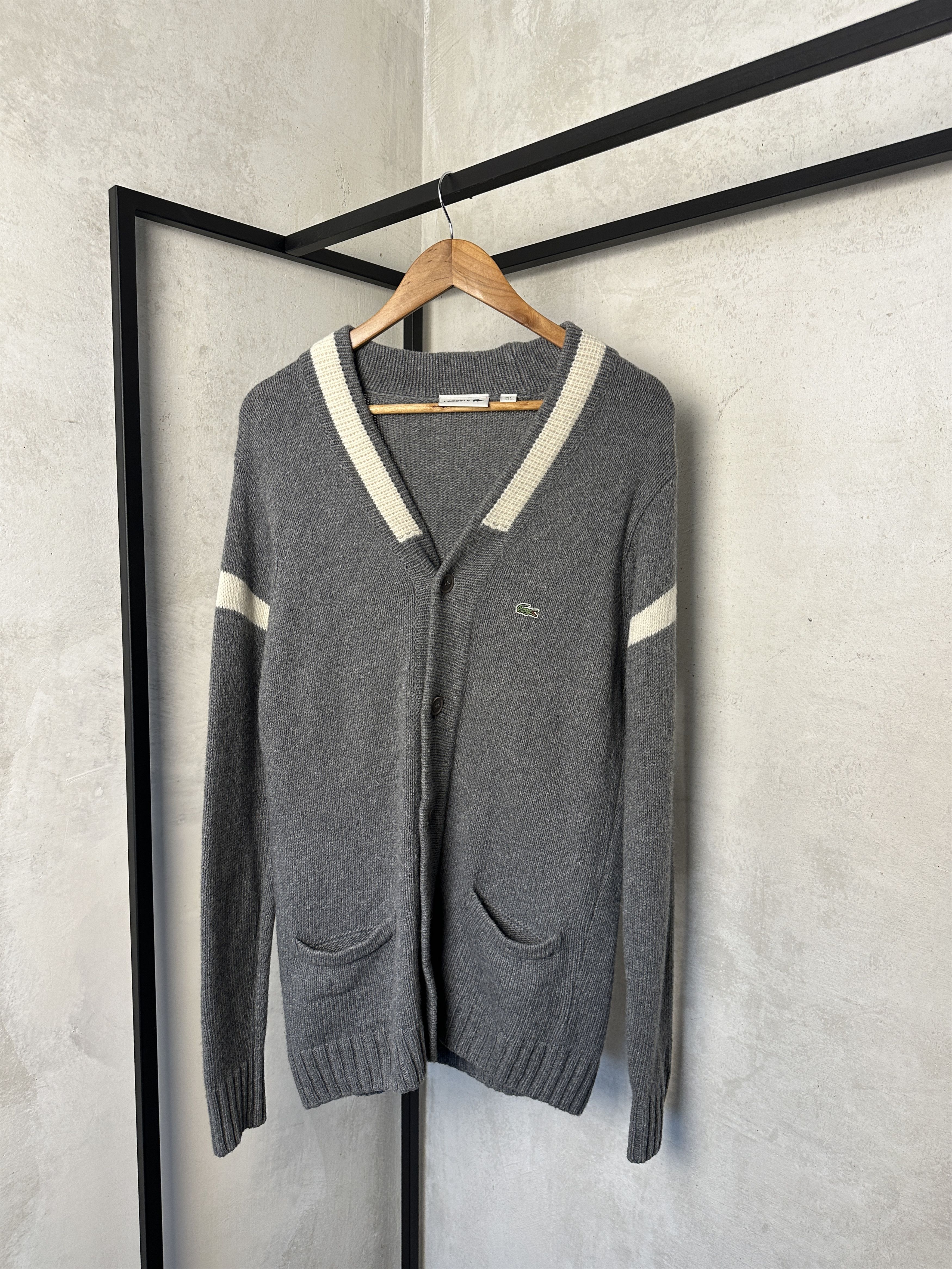 Lacoste Vintage Lacoste Wool Cardigan Size US L / EU 52-54 / 3 - 1 Thumbnail