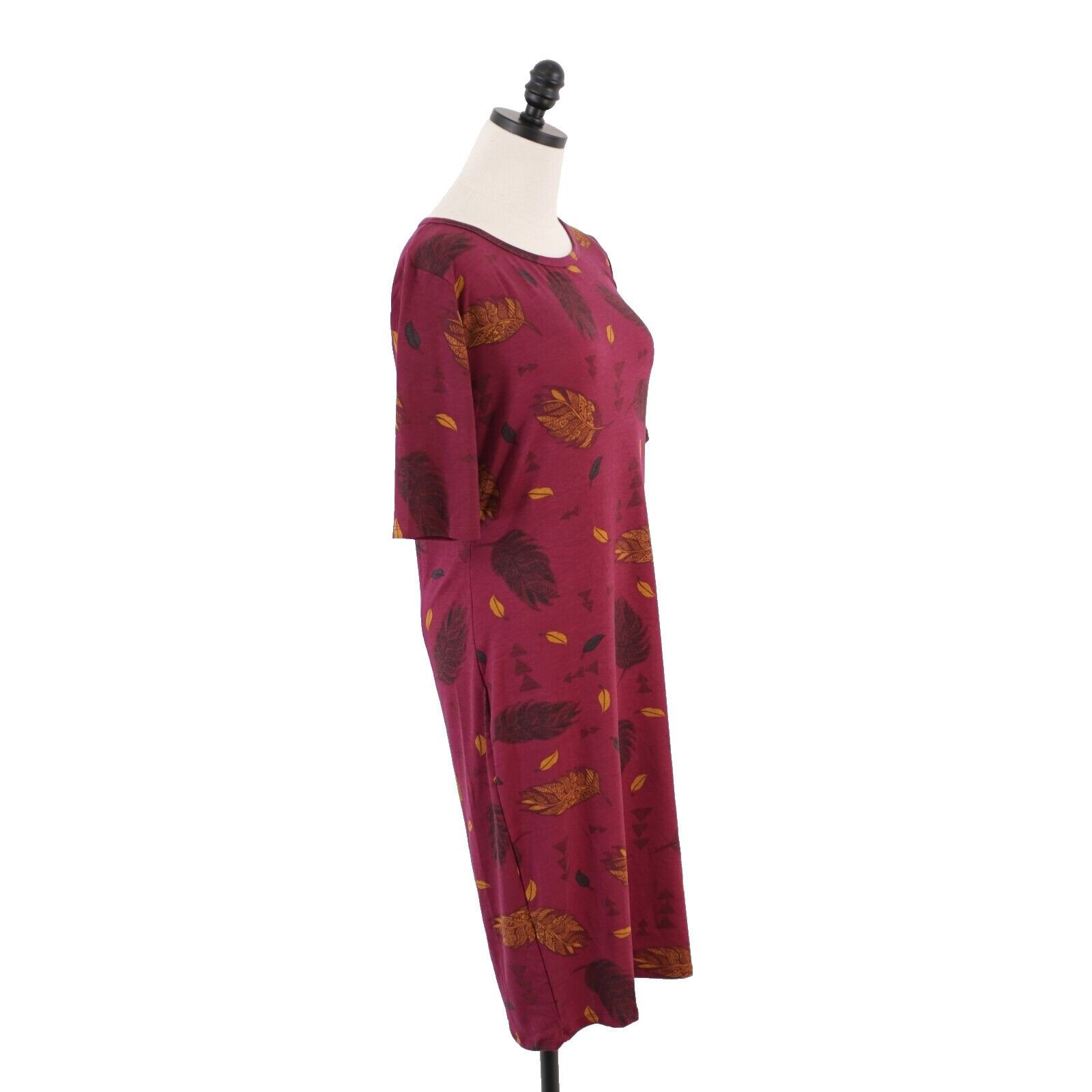Designer NEW LuLaRoe Julia Large Red Floral Bodycon Dress Short Sleev Size L / US 10 / IT 46 - 7 Thumbnail