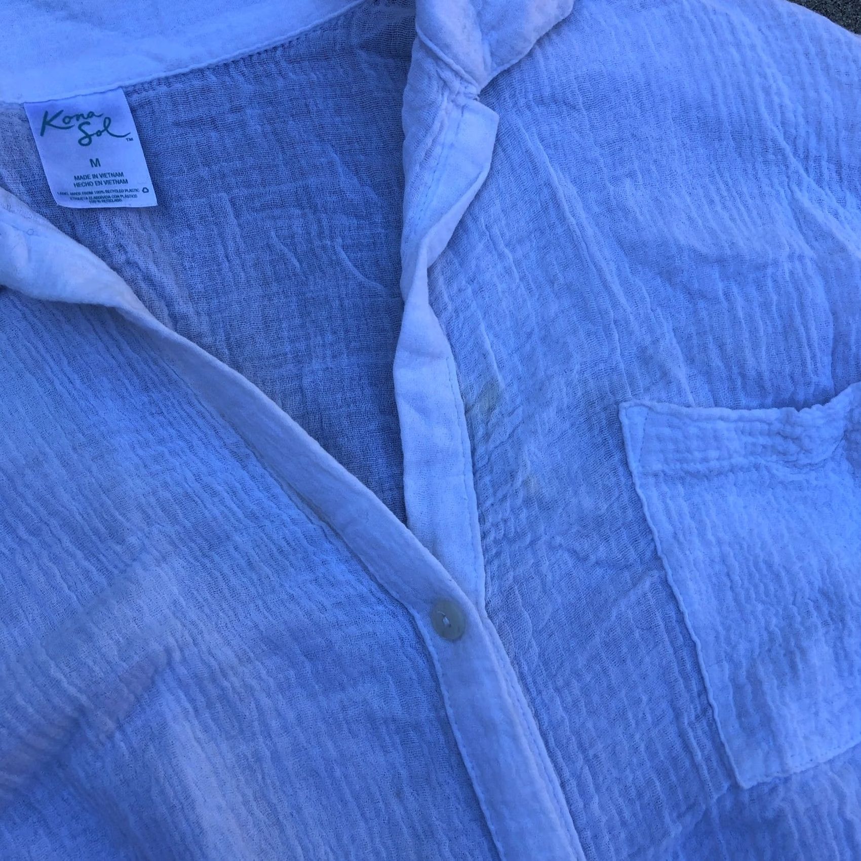 Vintage KONA SOL Button Down Oversized Shirt Women's MEDIUM White Long Sleeve Cotton Shirt Size M / US 6-8 / IT 42-44 - 2 Thumbnail