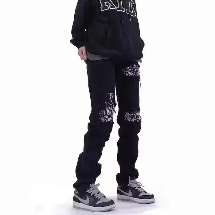 Japanese Brand Mens Skinny Jeans Street, Black Hole Slim Fit Size US 34 / EU 50 - 5 Thumbnail