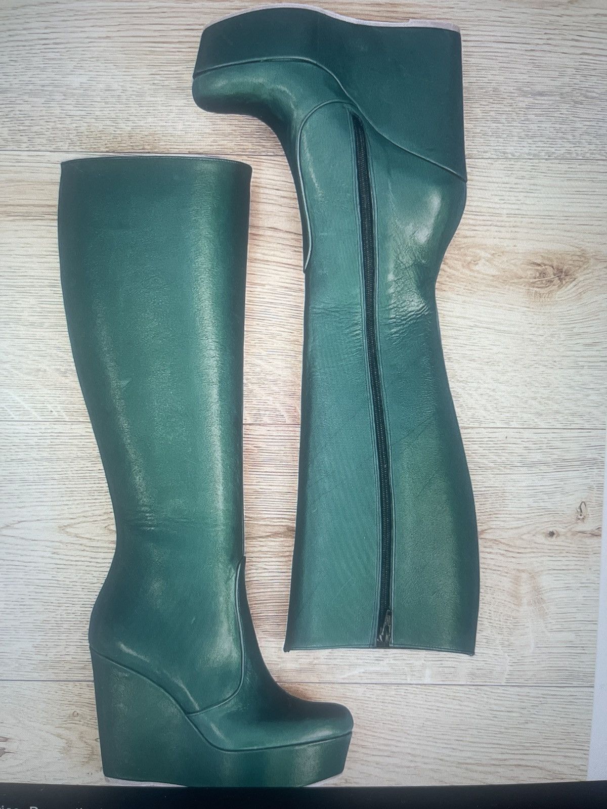Other Italian-made Sam green leather knee high boots Size US 9 / IT 39 - 1 Thumbnail