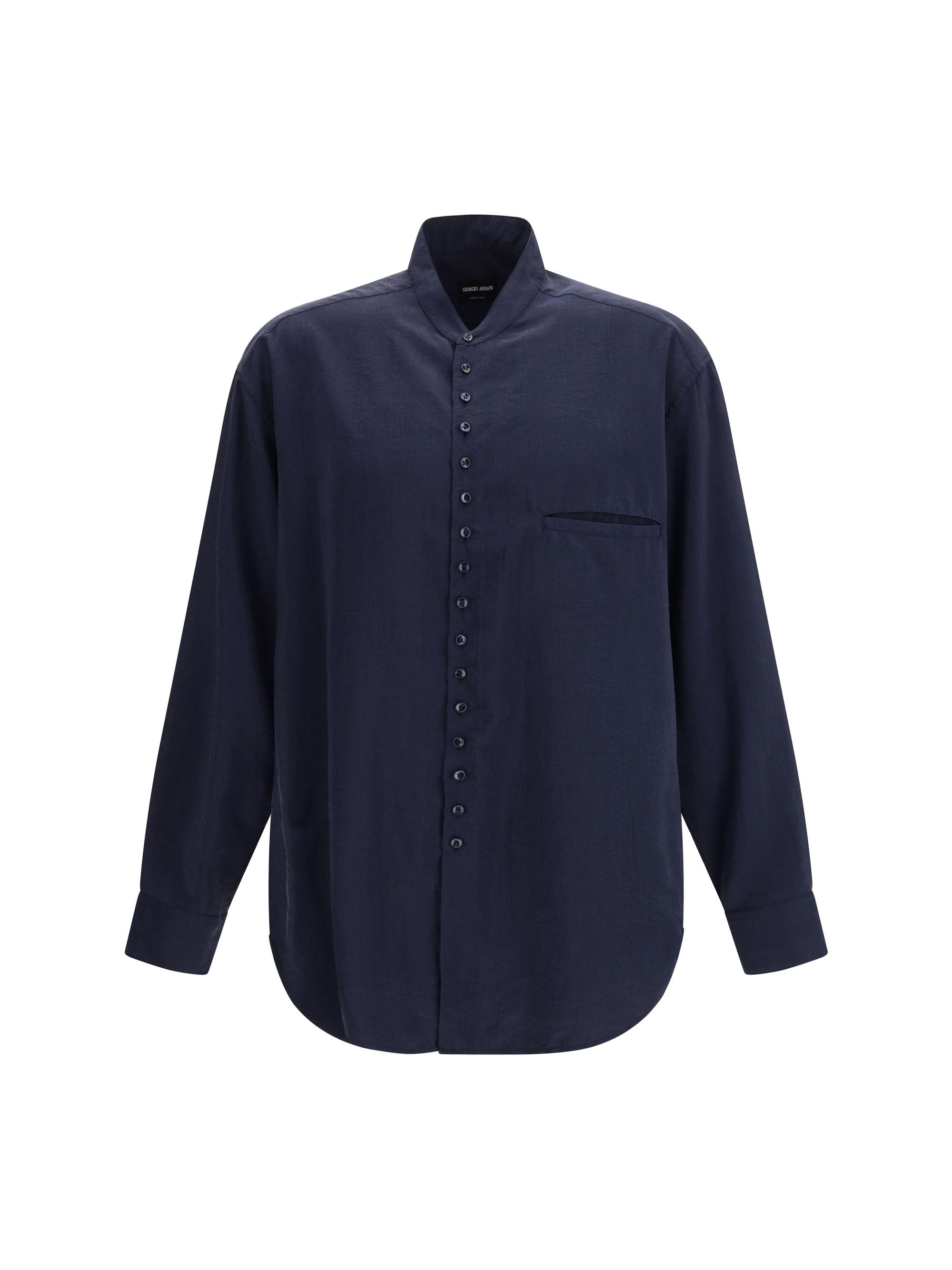 Giorgio Armani Washed silk Shirt with band collar Size US S / EU 44-46 / 1 - 1 Thumbnail