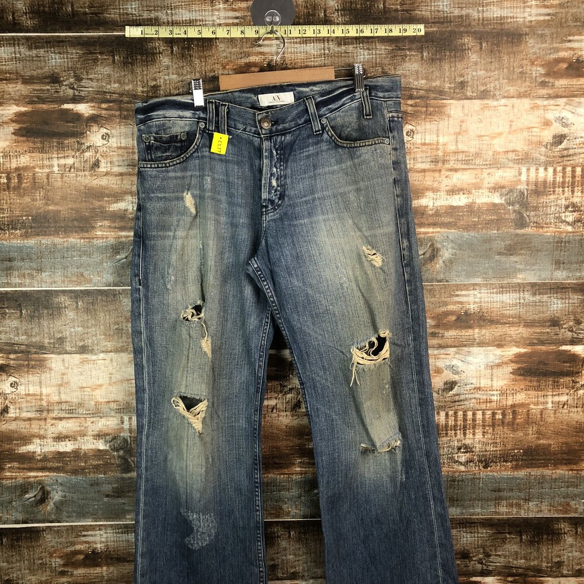 Armani Exchange DL Armani Exchange Blue Distressed Denim Pants #C277 Size US 34 / EU 50 - 2 Thumbnail