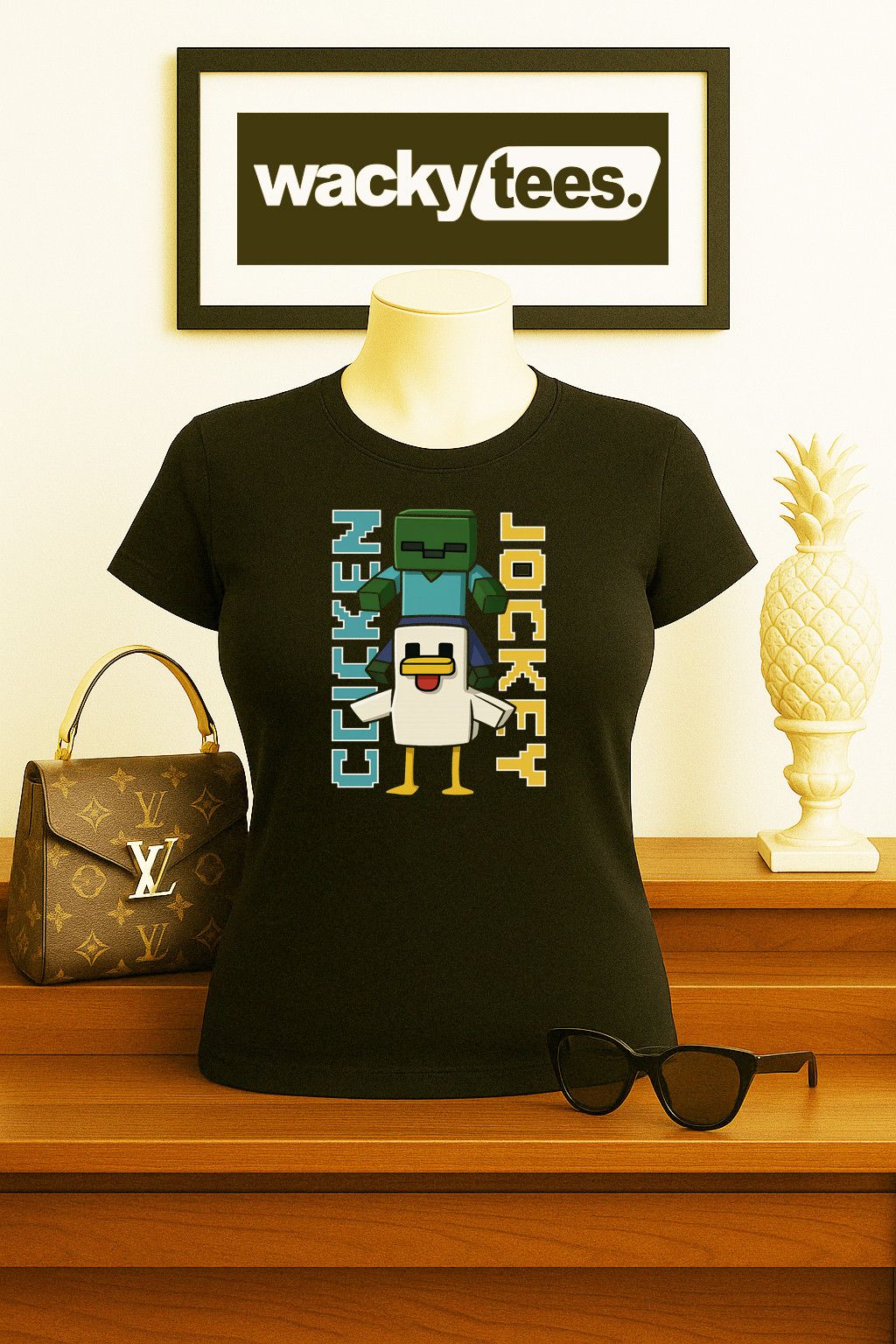 Other Chicken Jockey Funny Lover Video Gamer Graphic Tee Shirt Size US S / EU 44-46 / 1 - 5 Thumbnail