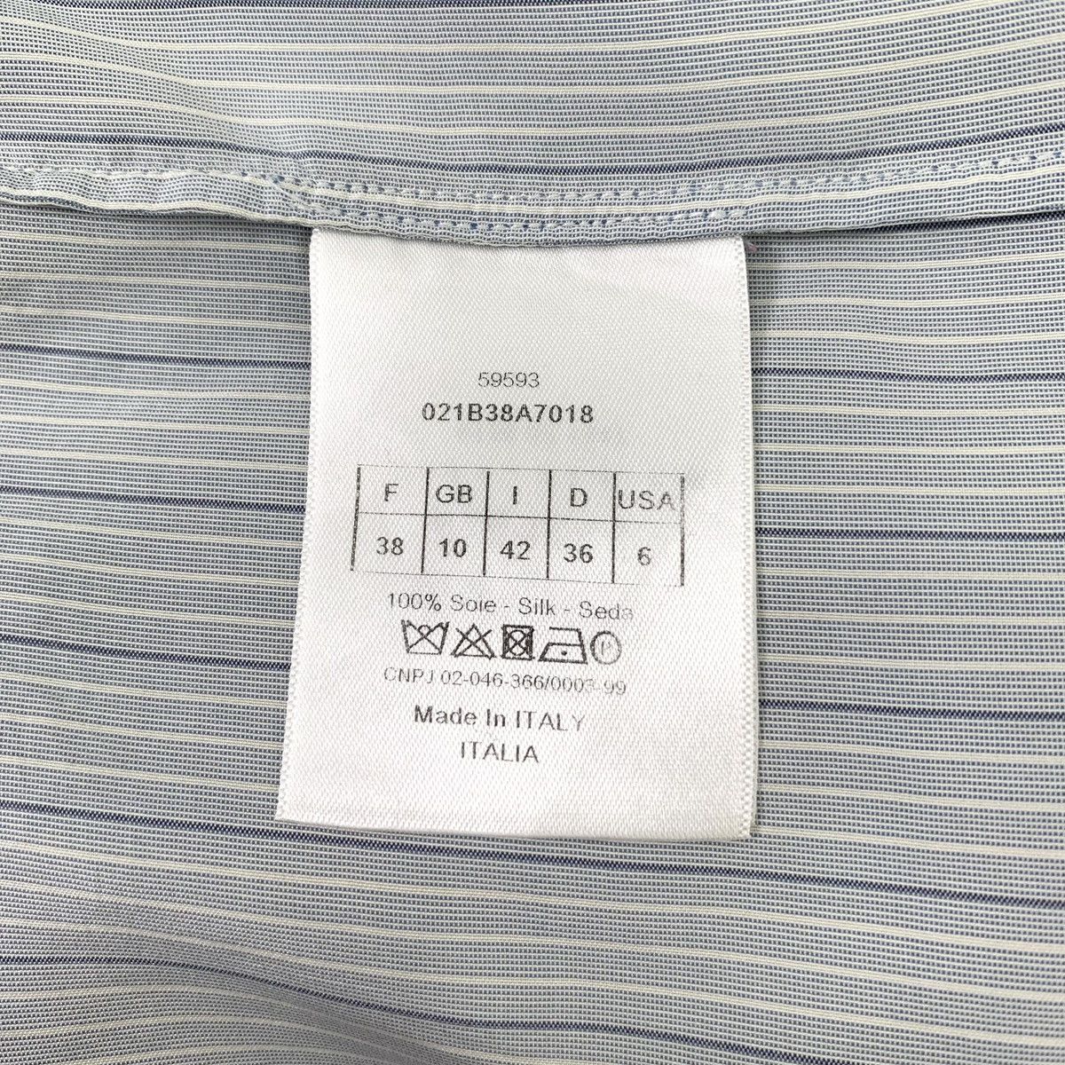 Dior Dior Light Blue Striped Silk Long Sleeve Shirt K26WX Size US S / EU 44-46 / 1 - 6 Thumbnail