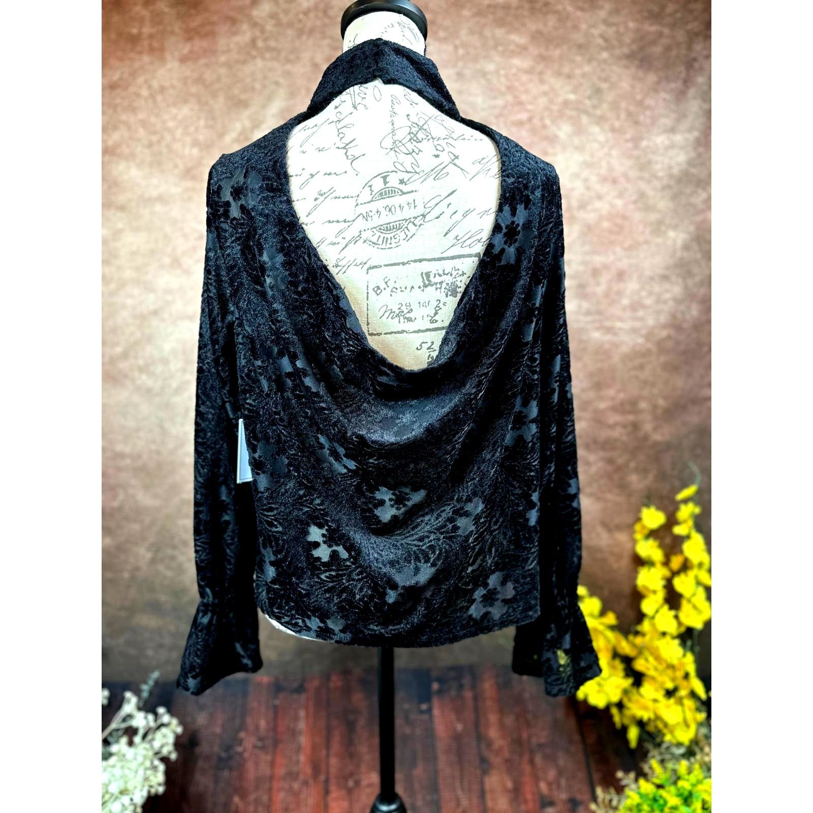Other 1. State High Neck Open Back Long Sleeve Blouse Rich Black M Size M / US 6-8 / IT 42-44 - 16 Thumbnail