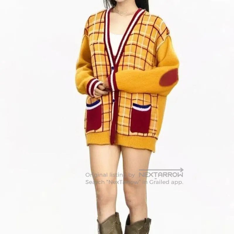 Miu Miu Miu Miu Orange Wool Plaid Long Cardigan . Size XXS / US 00 / IT 34 - 1 Thumbnail