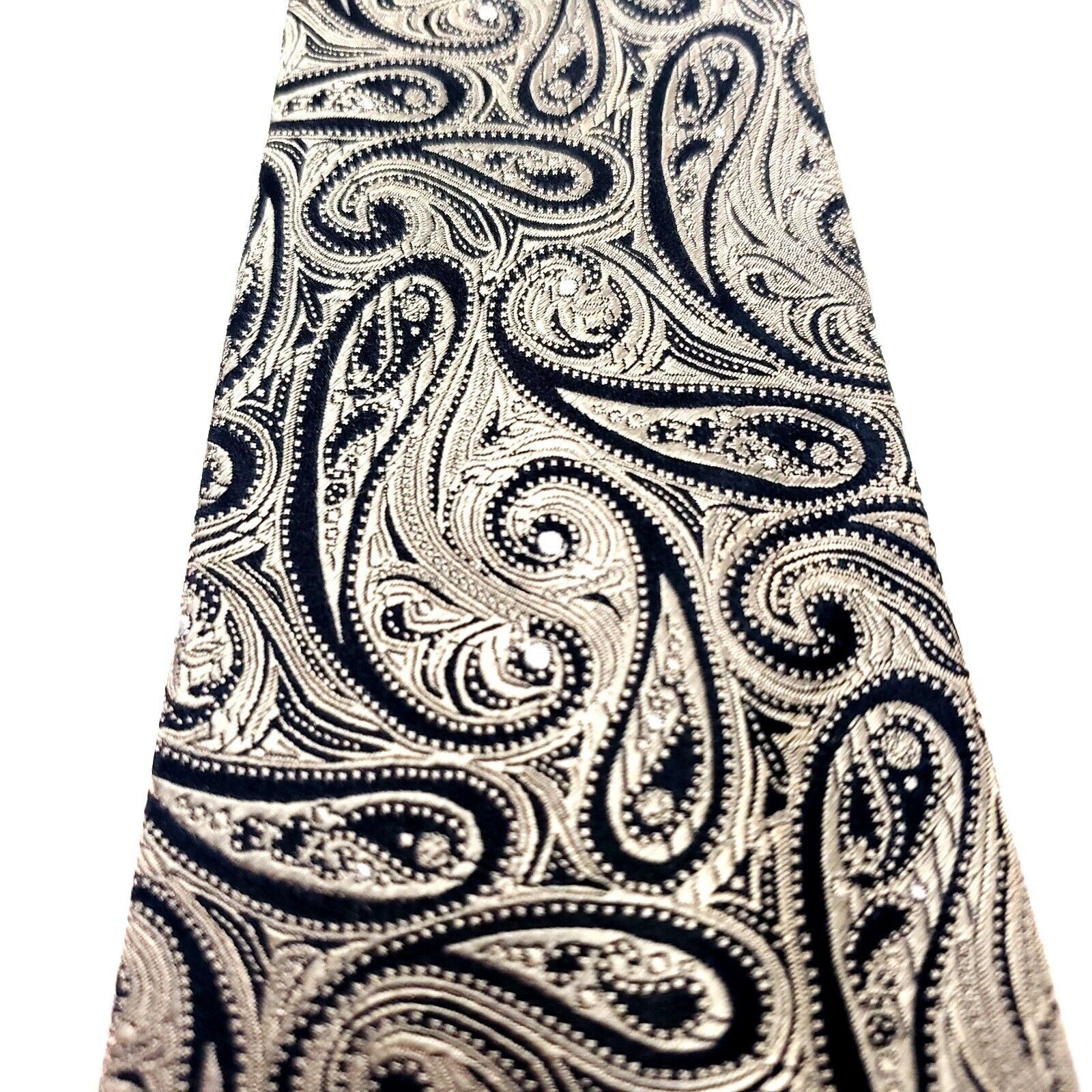 Chaps Chaps Silk Tie Woven Black Tan Paisley Skinny Size ONE SIZE - 2 Thumbnail