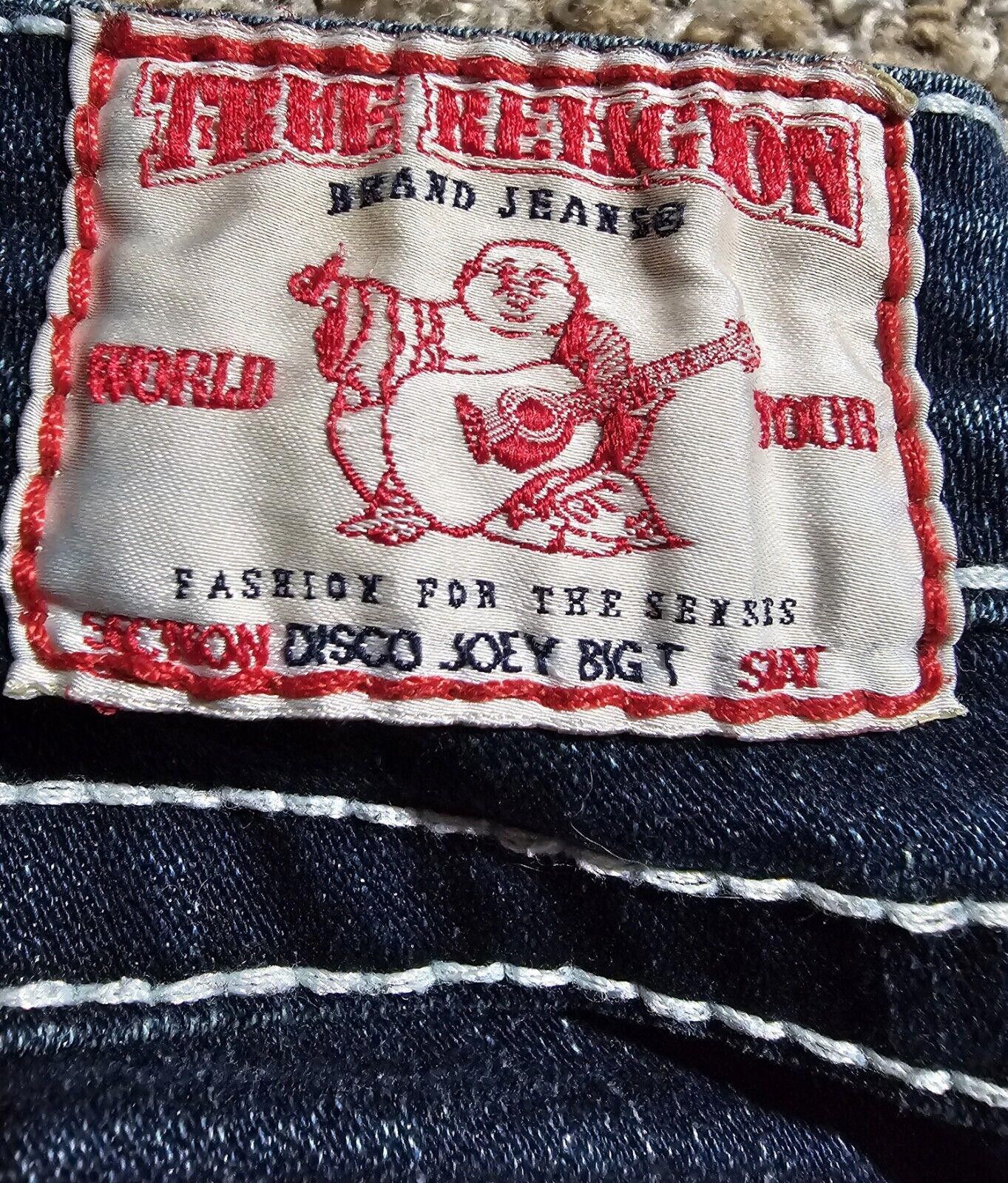 True Religion True Religion 27x30 Jeans Disco Joey Big T Flaps Flare Size 27" / US 4 / IT 40 - 10 Thumbnail