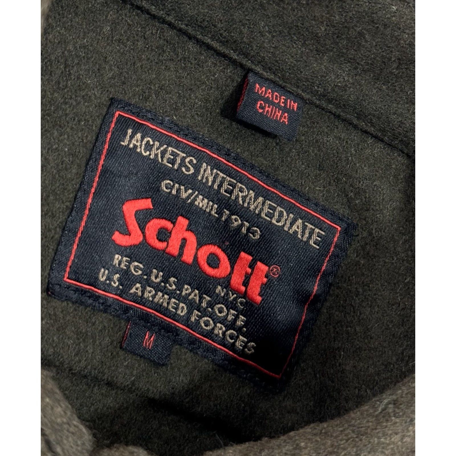 Schott SCHOTT U.S. Armed Forces Intermediate CIV / MIL 1913 WOOL M Jacket EXCELLENT Shirt Jacket Mens Dark Olive Size US M / EU 48-50 / 2 - 4 Thumbnail