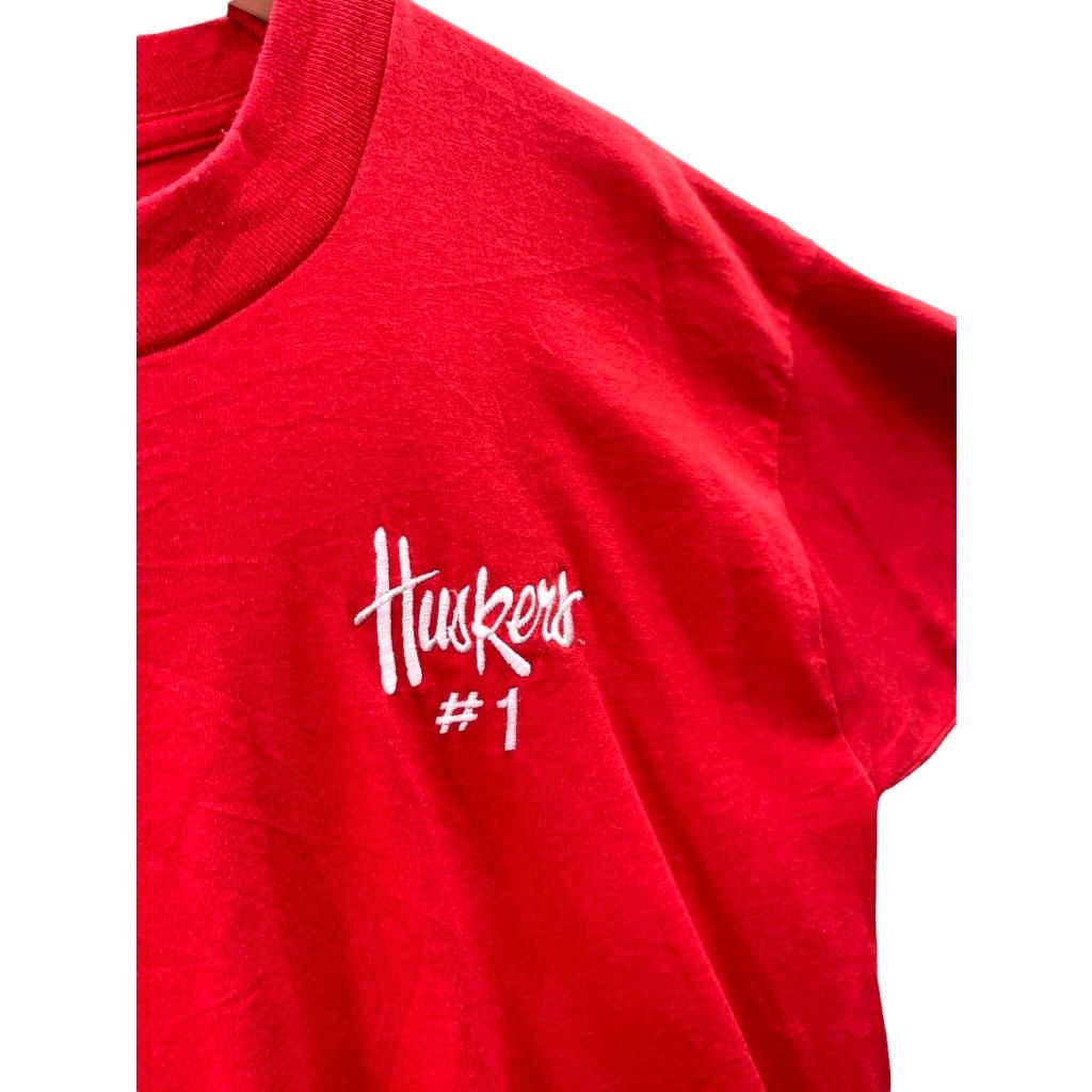 Fruit Of The Loom × Vintage VTG 1990's Nebraska University College Football T-Shirt Size US XL / EU 56 / 4 - 5 Thumbnail