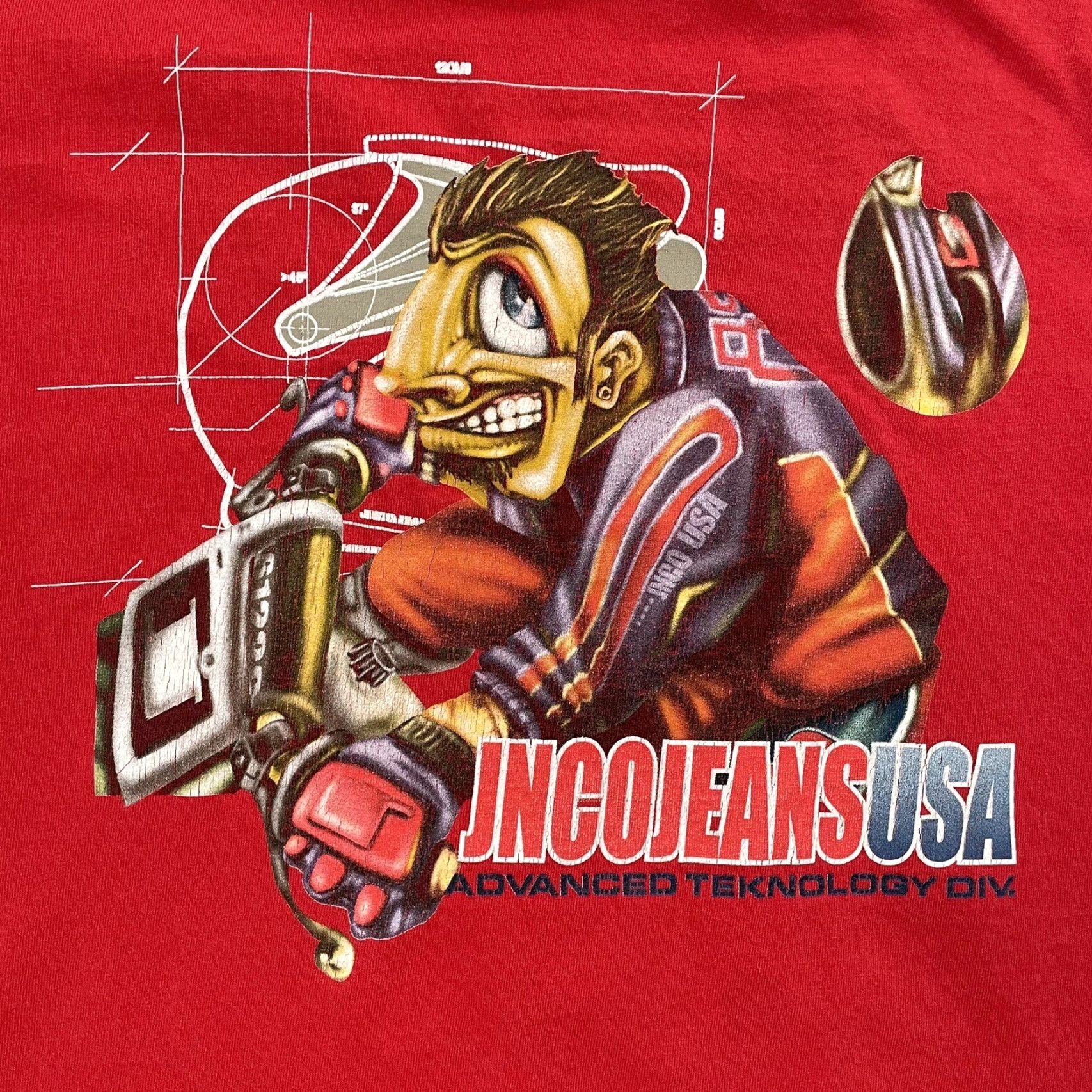 JNCO VINTAGE JNCO Mens T-Shirt Adult XL Red Cotton Short Sleeve Crew Neck 90s Motorcross Bike Crown Graphic Limited Edition Size US XL / EU 56 / 4 - 3 Thumbnail