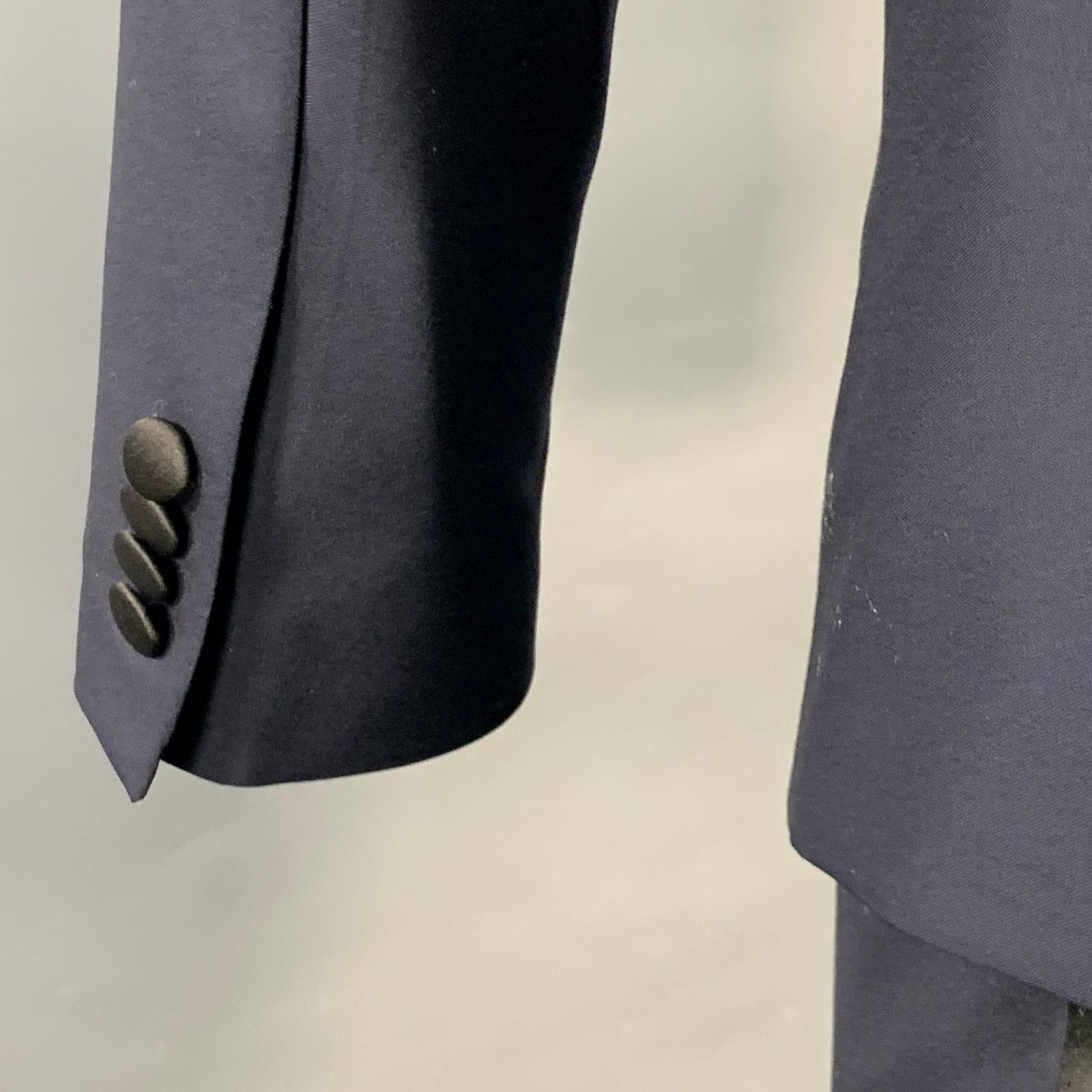 Indochino Size 38 Navy Black Contrast Trim Wool Cashmere Tuxedo Size 38R - 7 Thumbnail