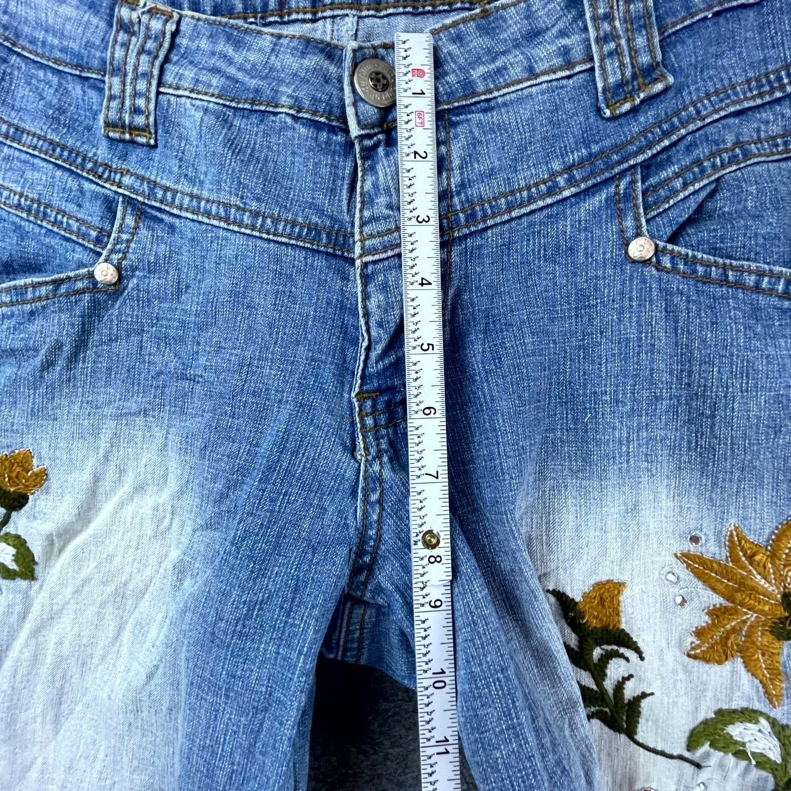 Judy Blue Judy Blue Jeans Women 13 Embroidery Wide Hippie Boho Y2K Size 36" / US 14 / IT 50 - 7 Thumbnail